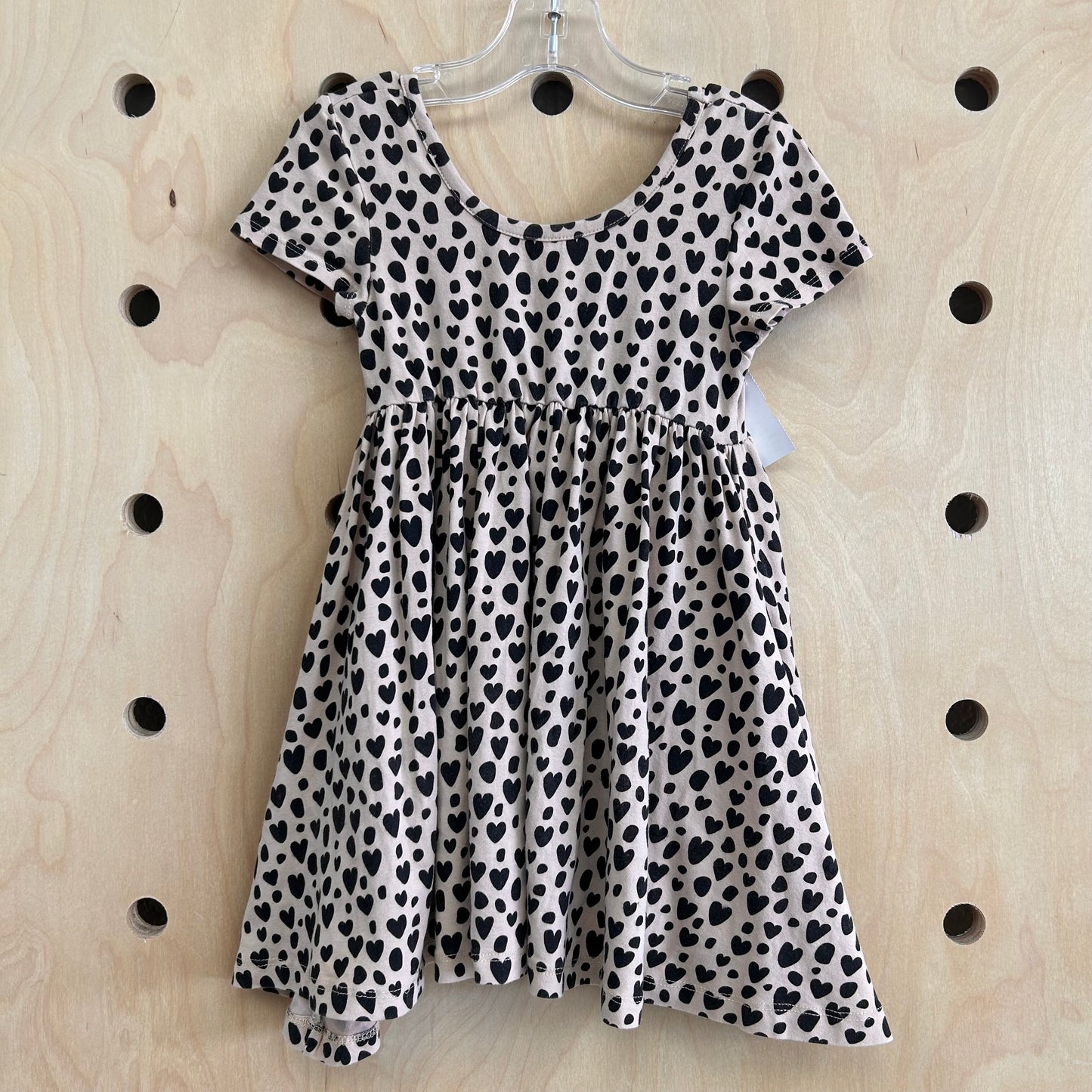 Tan & Black Hearts Dress