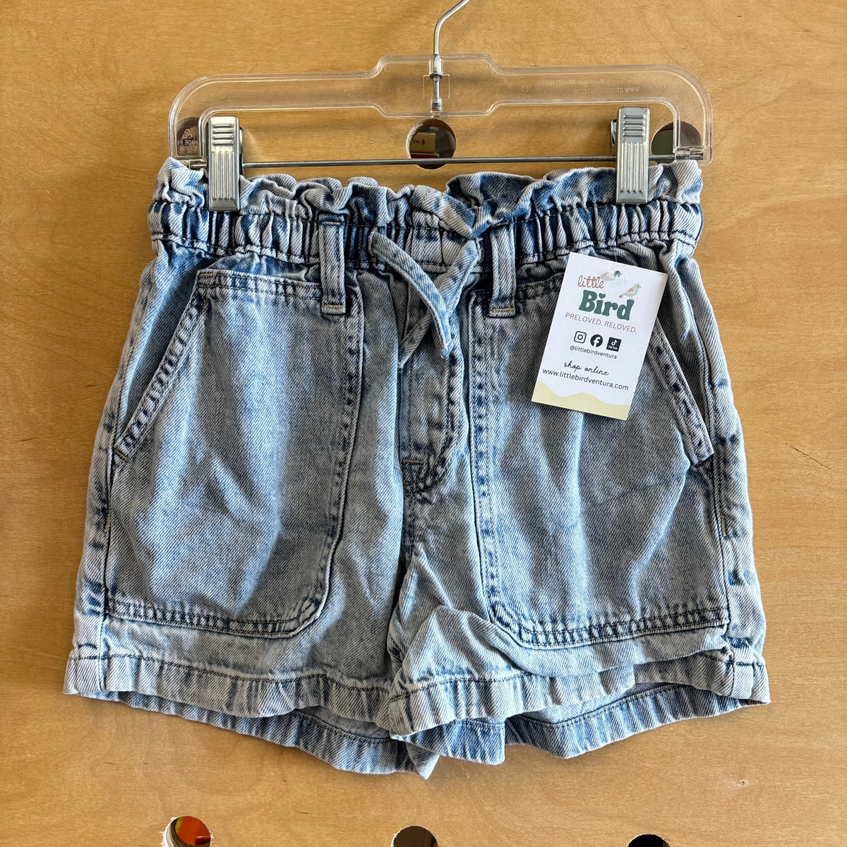 Light Wash Paper Bag Waist Denim Shorts