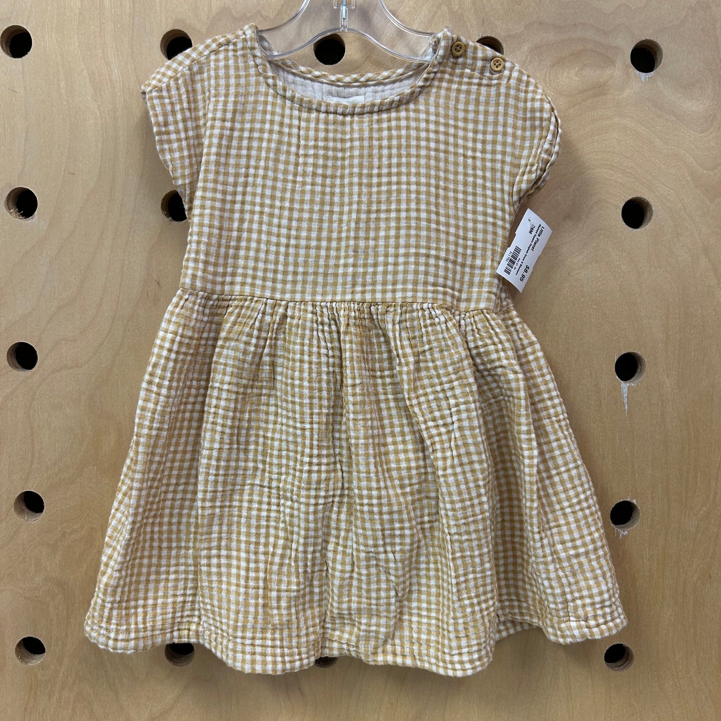 Mustard Organic Gingham Dress & Bloomers