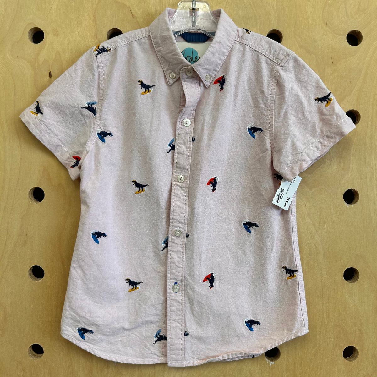 Pink Surfing Dinos Button Up