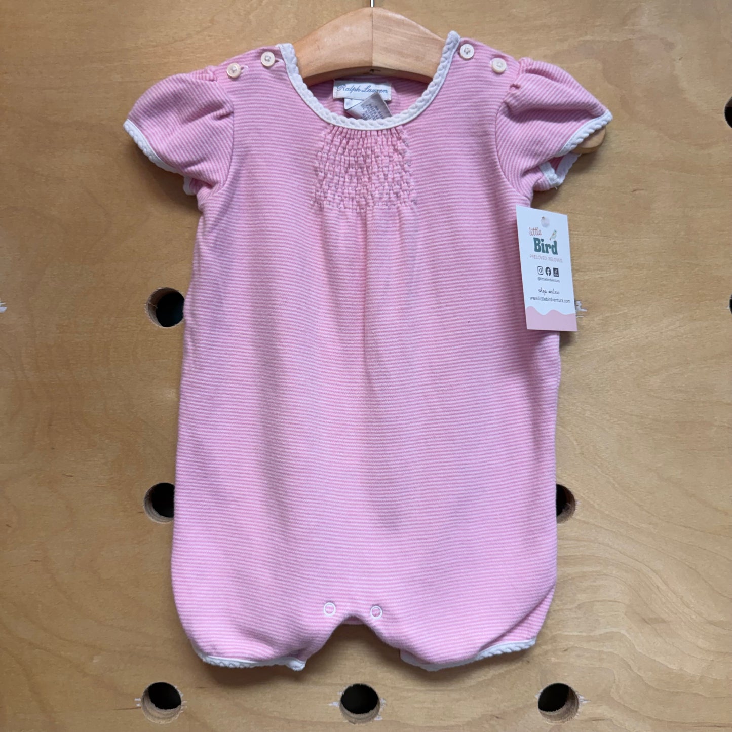 Pink/White Striped Romper