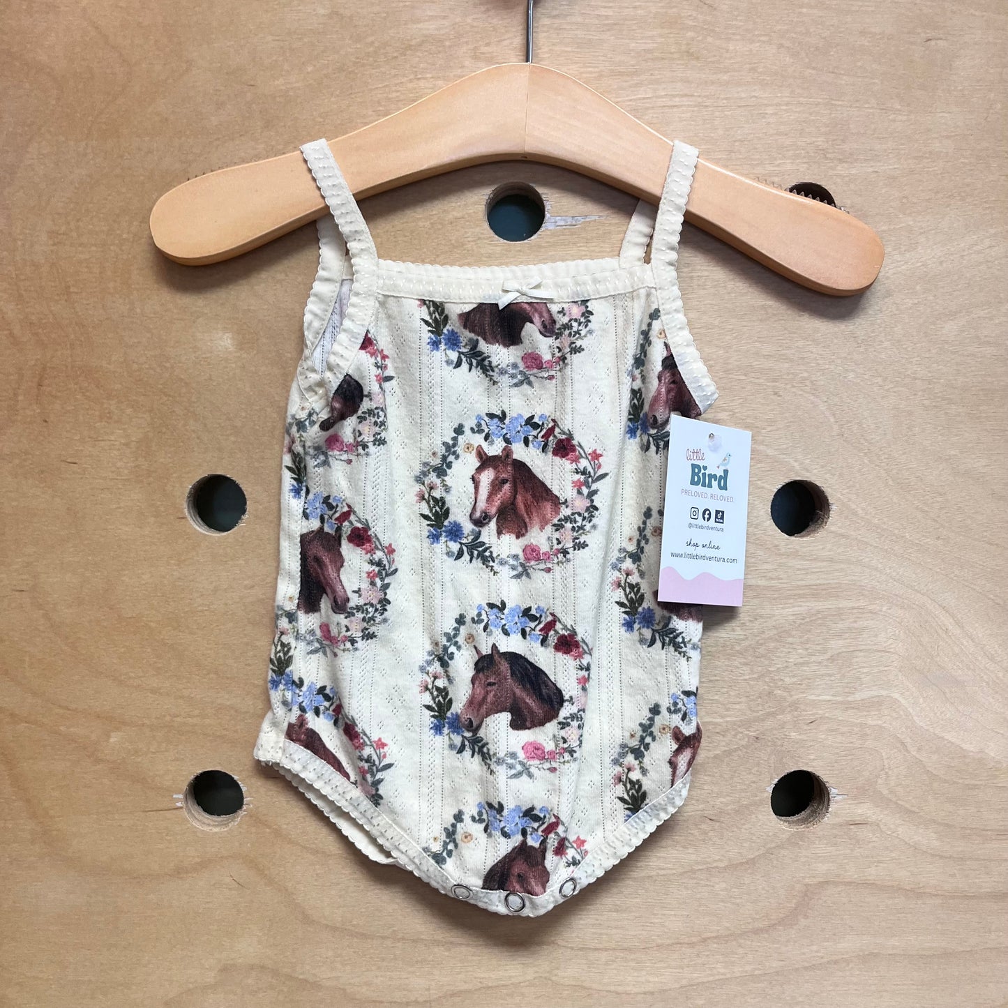 Cream Floral Horses Pointelle Bodysuit