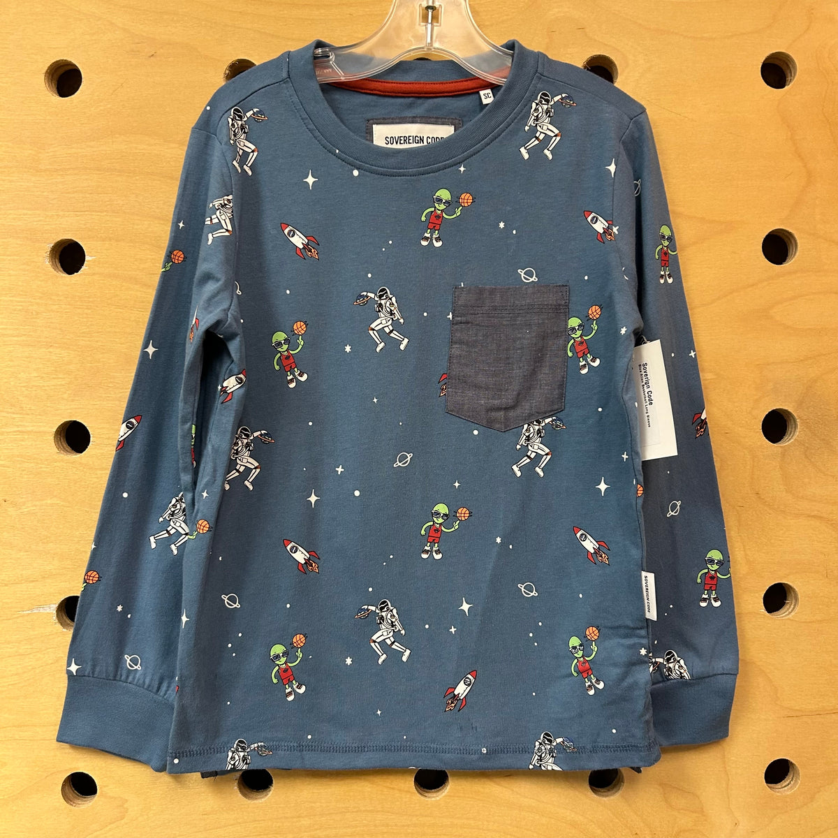 Blue Alien Basketball Long Sleeve