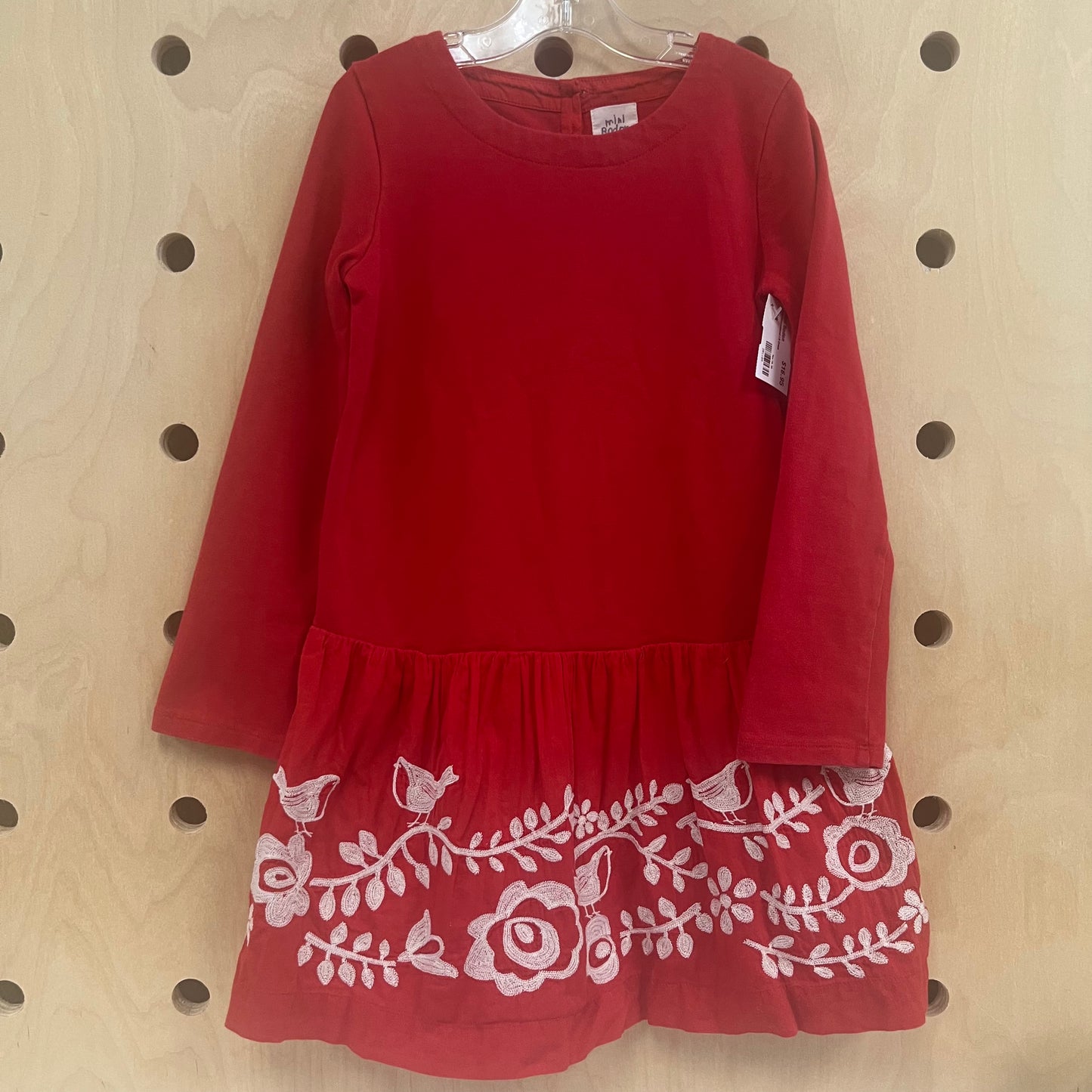 Red Embroidered LS Dress