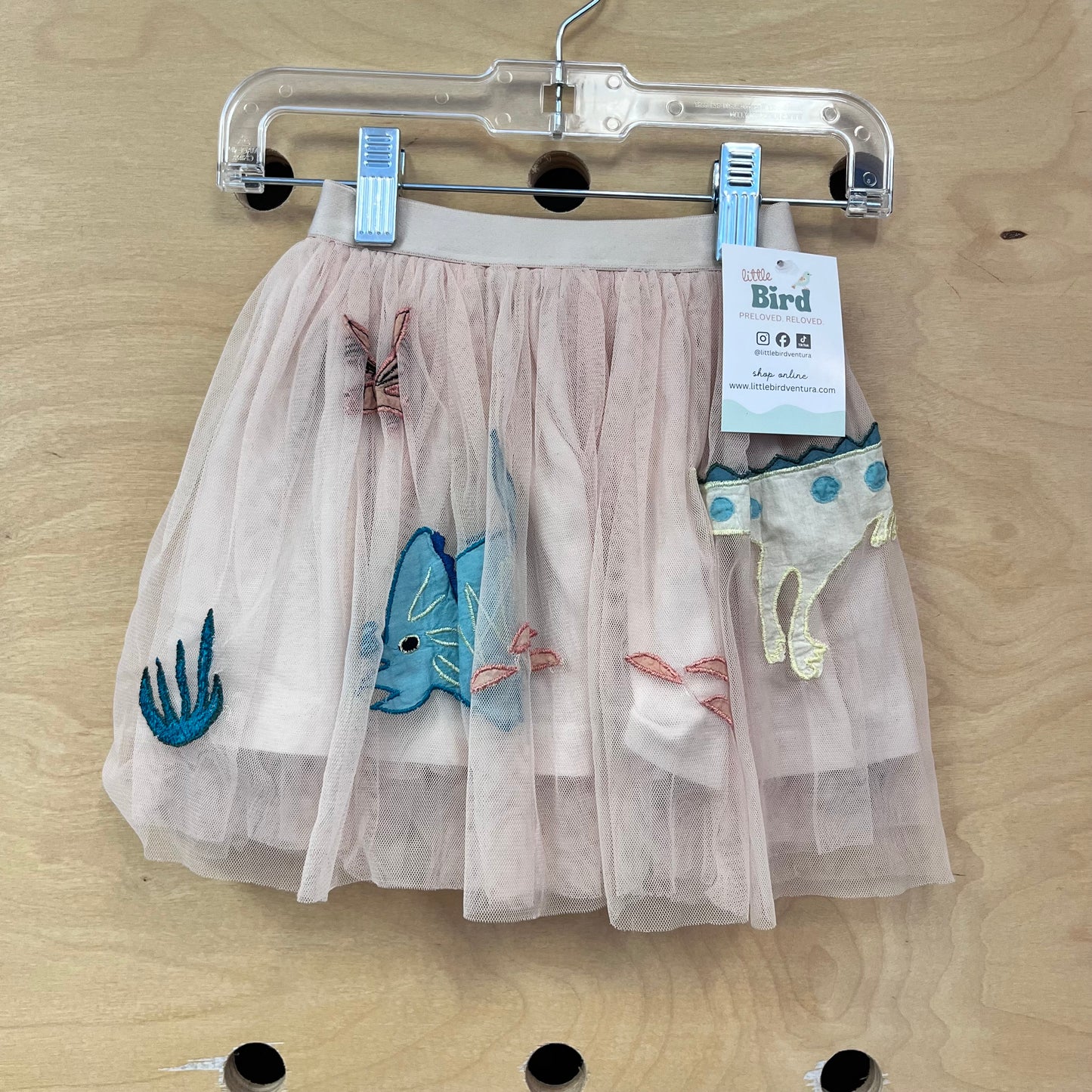 Pink Tulle Dinos Applique Skirt