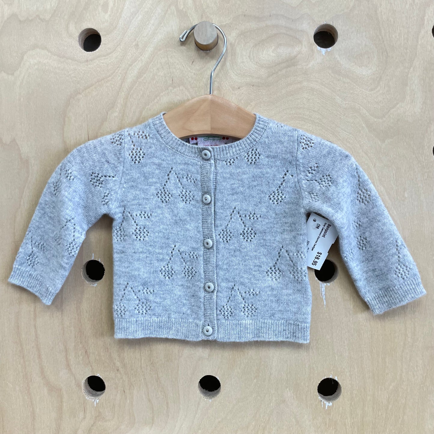 Grey Cashmere Cherries Cardigan