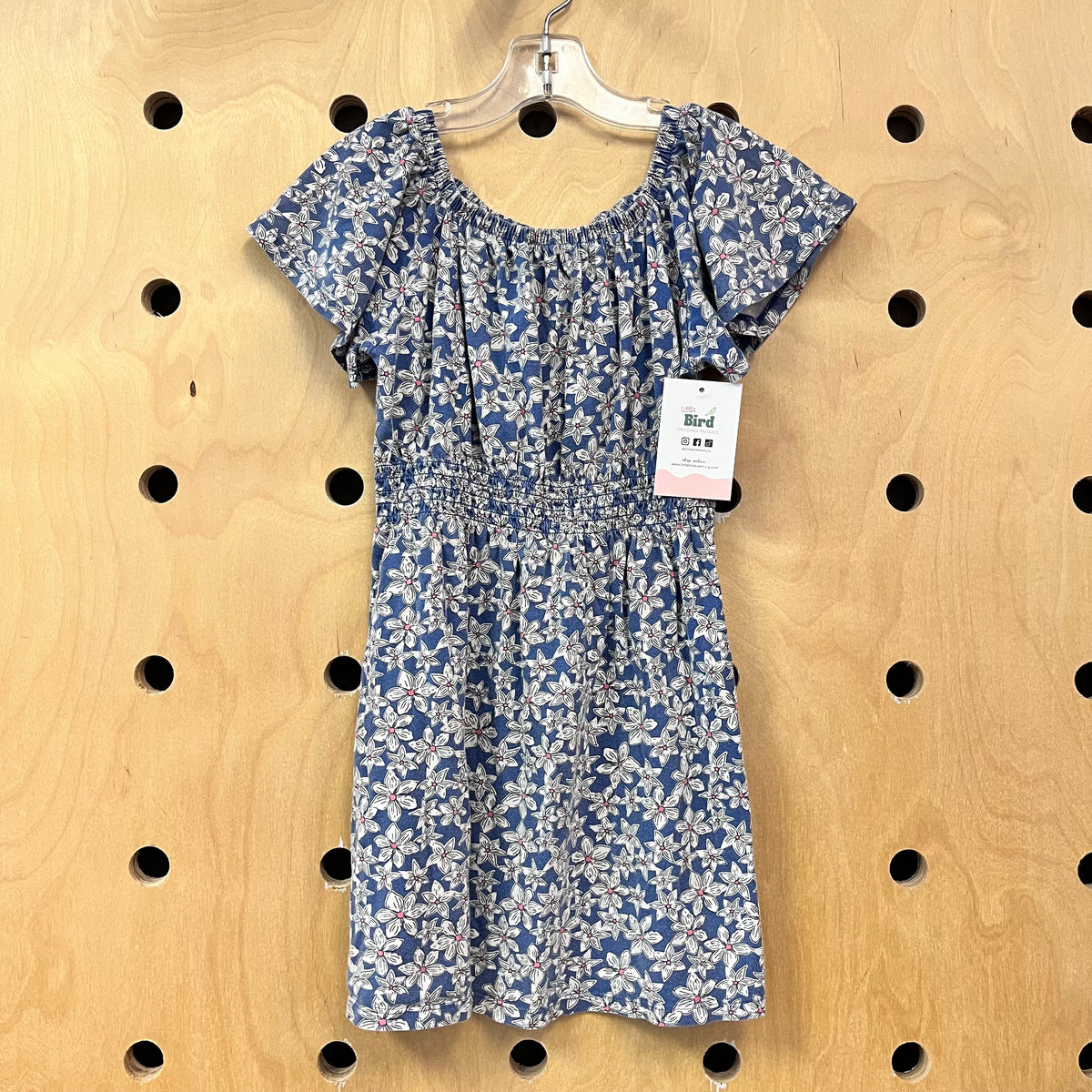 Blue Floral Smocked Waist Dress