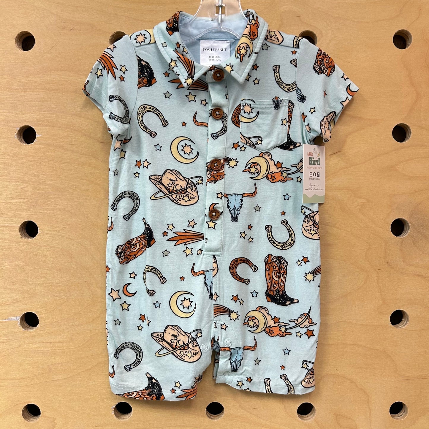 Blue Western Bamboo Romper