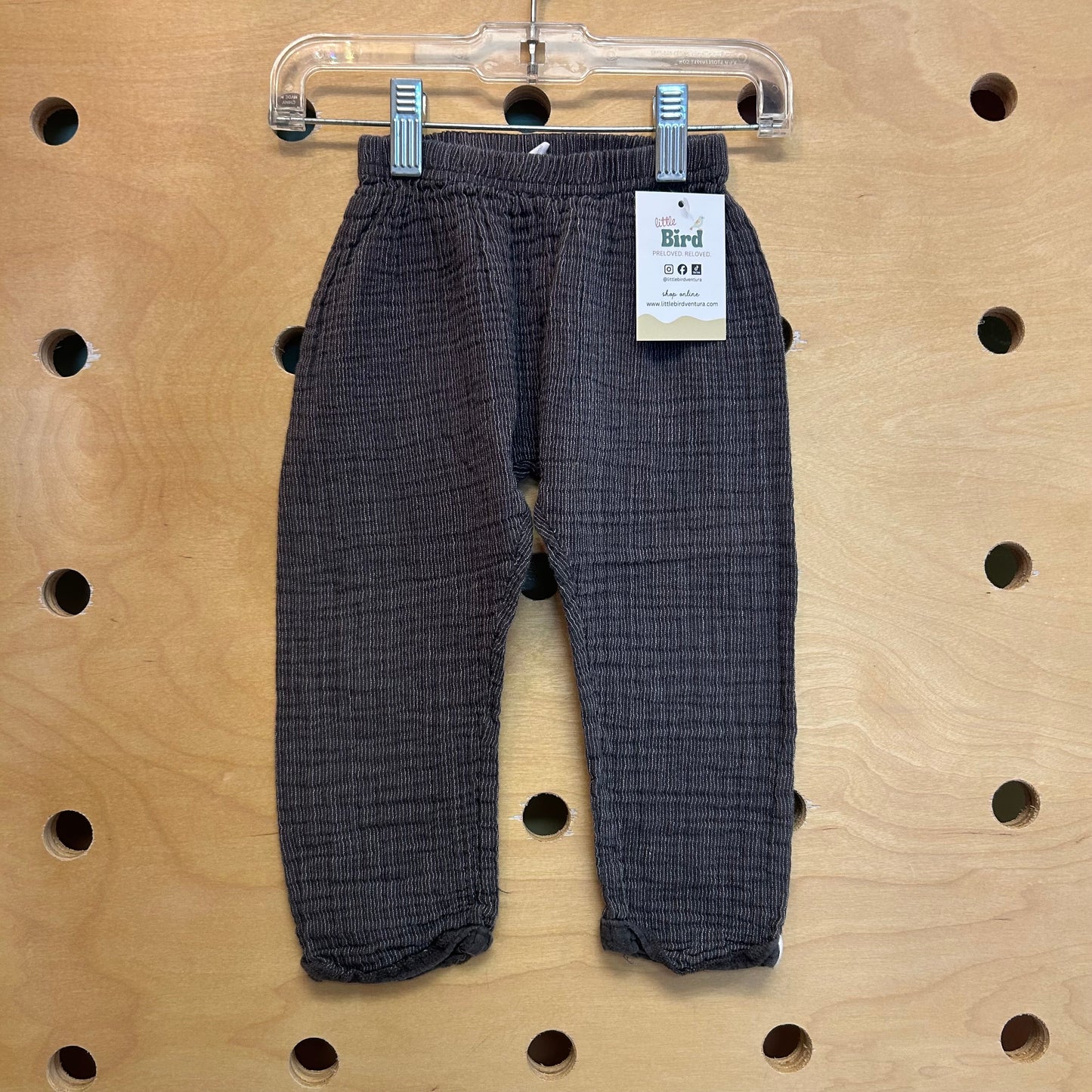 Grey Striped Textured Pull On Pants