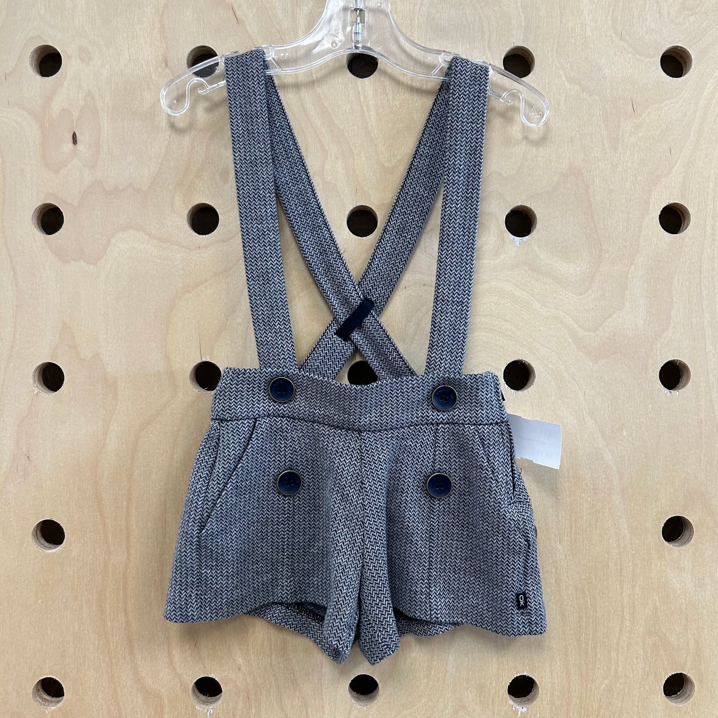 Grey & Blue Chevron Suspender Shorts