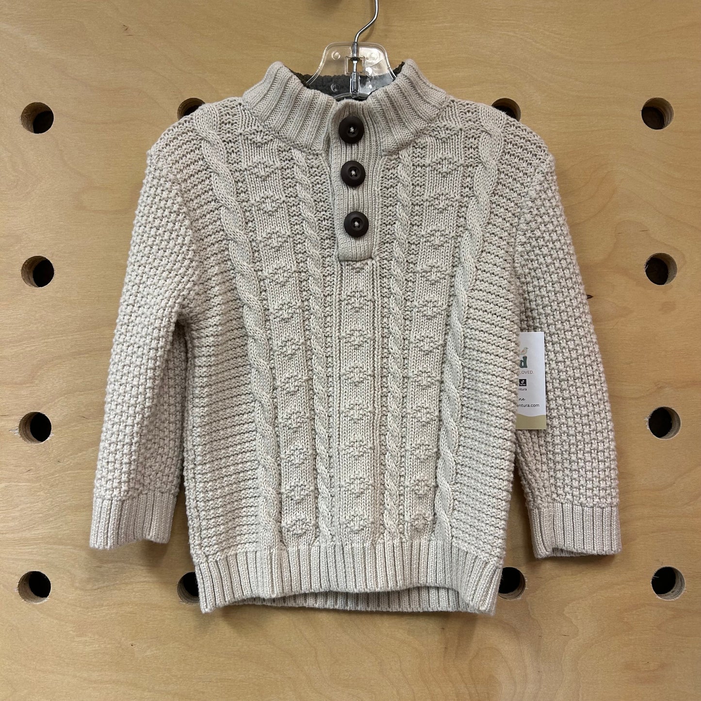 Tan Knit 1/4 Button Sweater