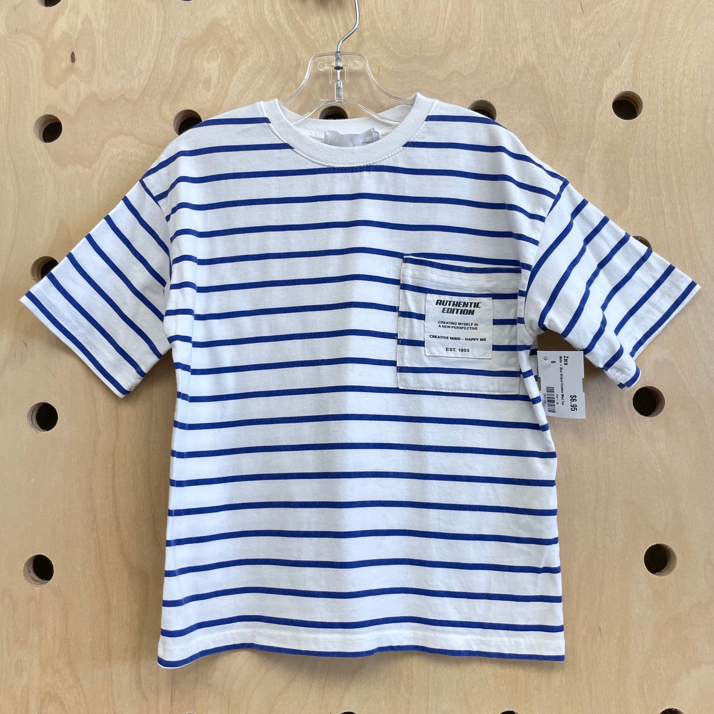 White + Blue Striped Creative Mind Tee