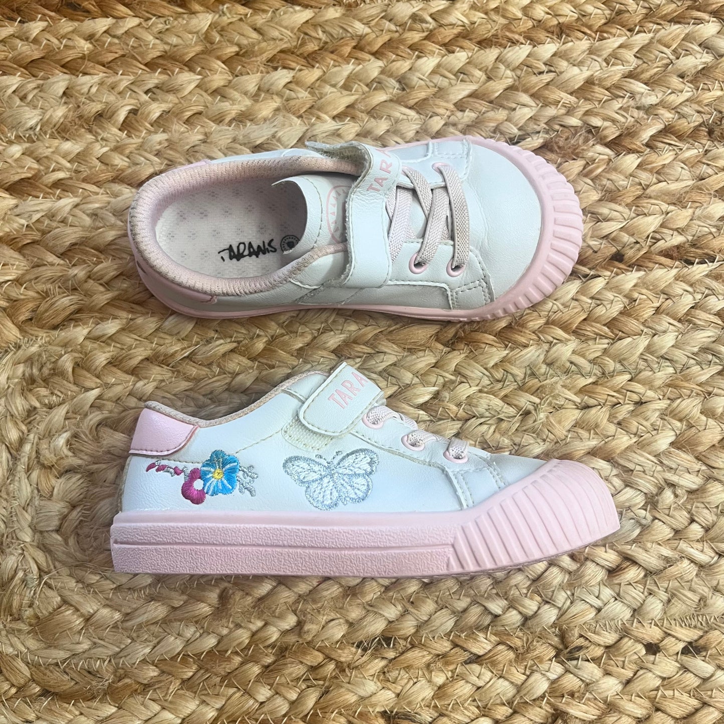 Pink & Embroidered Butterfly Sneakers