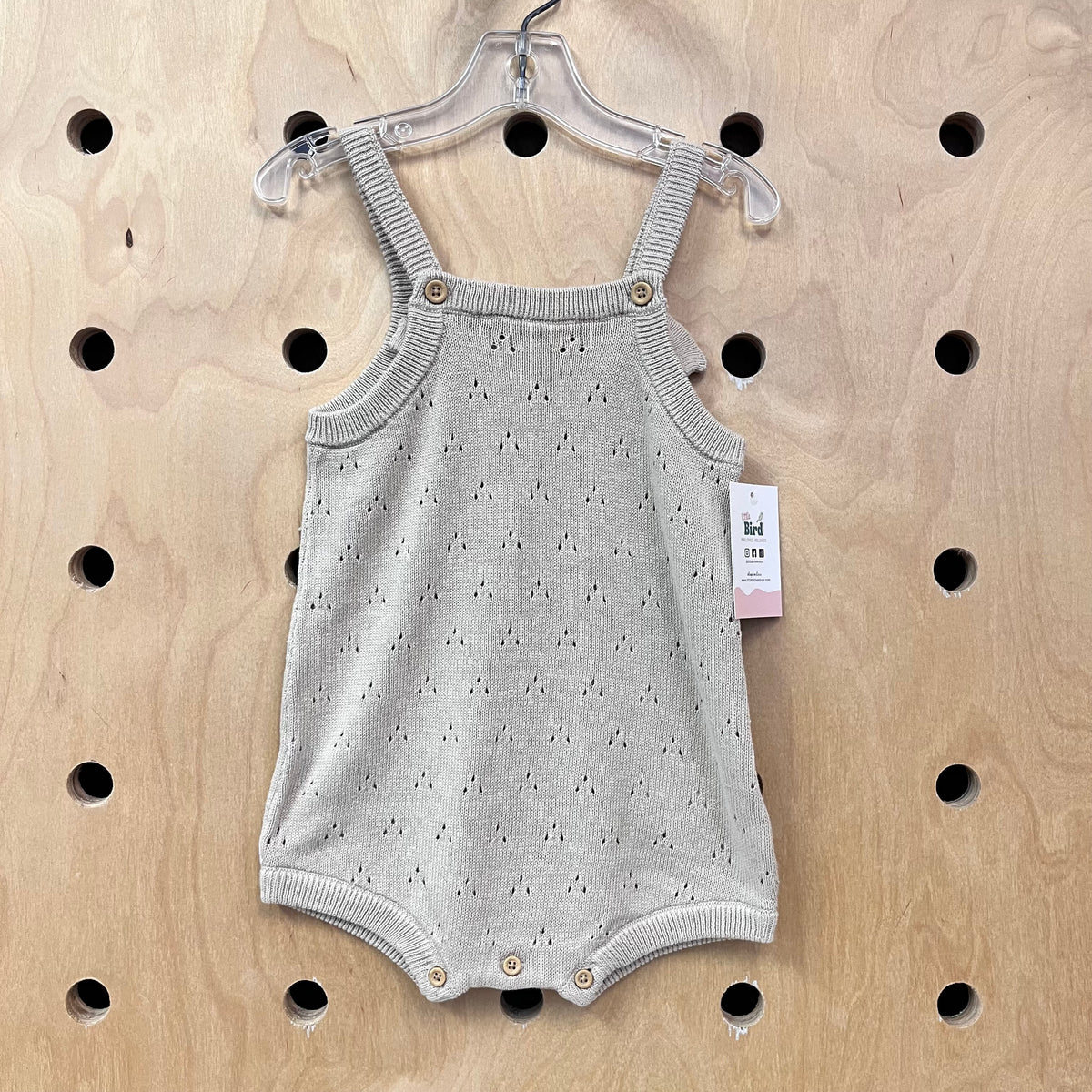 Organic Beige Pointelle Knit Romper