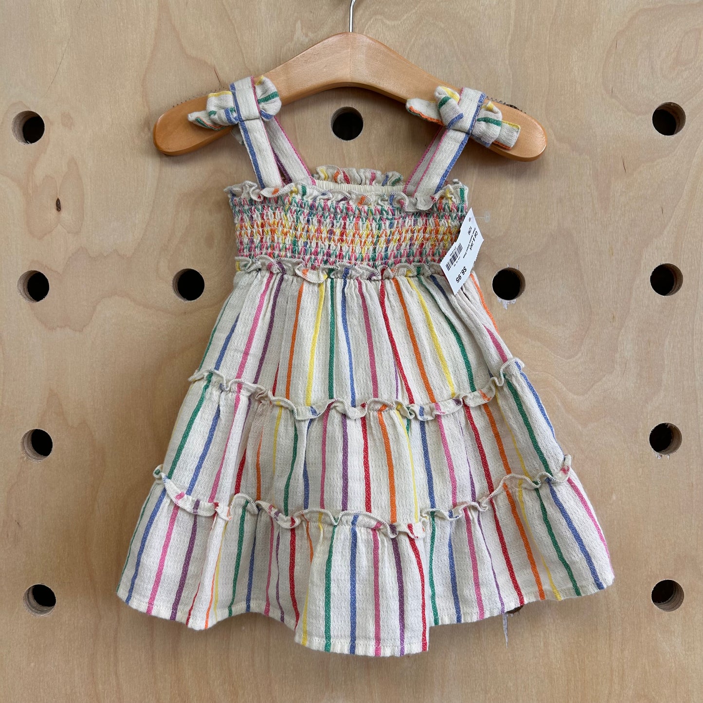 Cream Rainbow Striped Dress