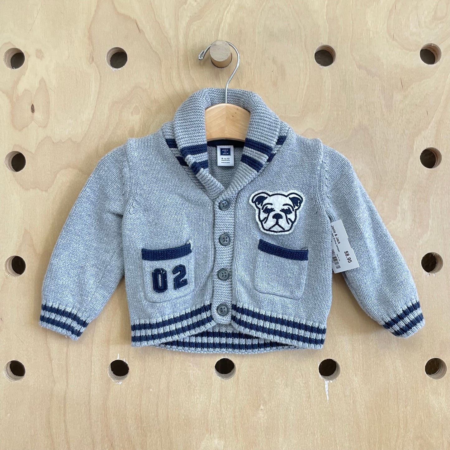 Grey + Navy Bulldog Cardigan