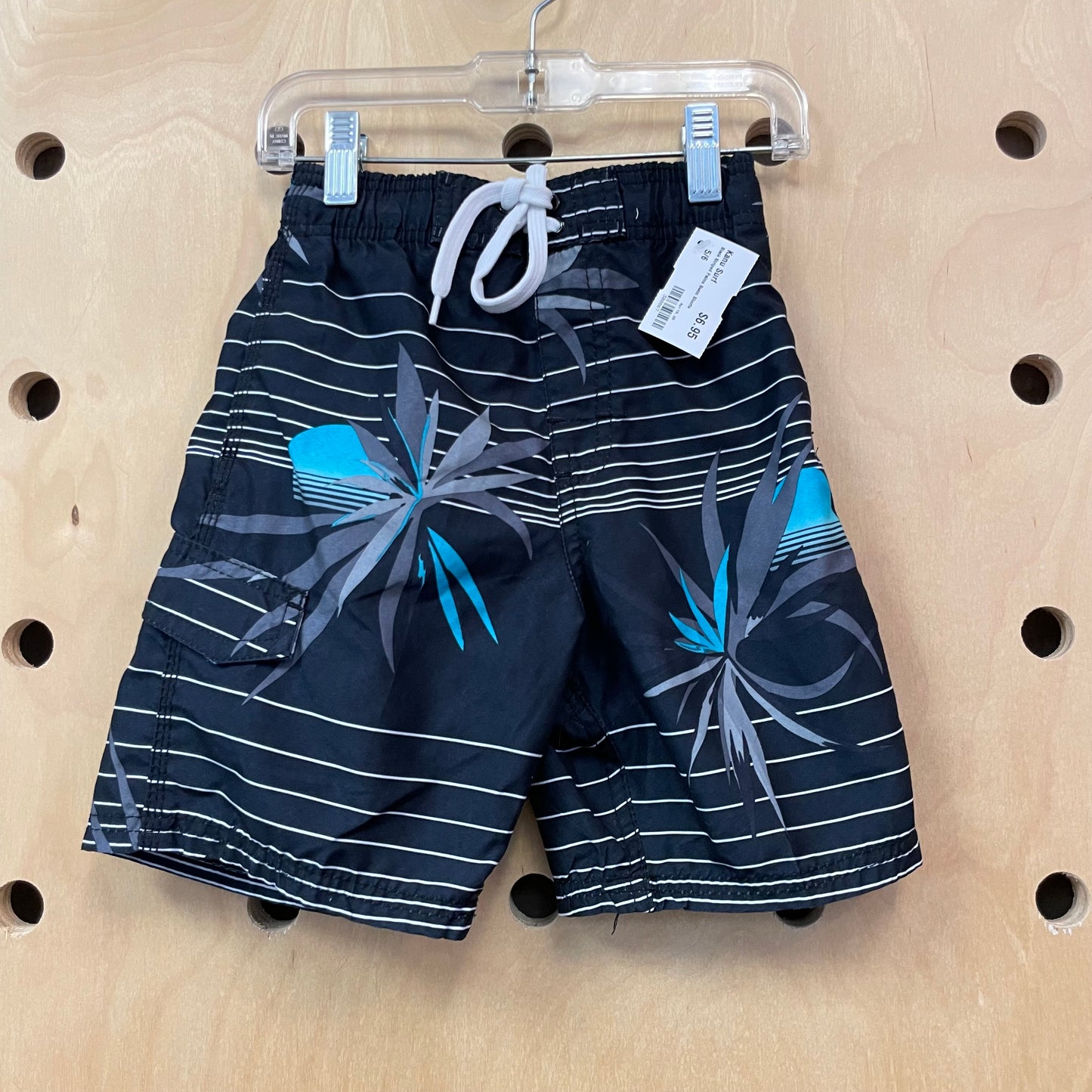 Black Striped Palms Swim Shorts
