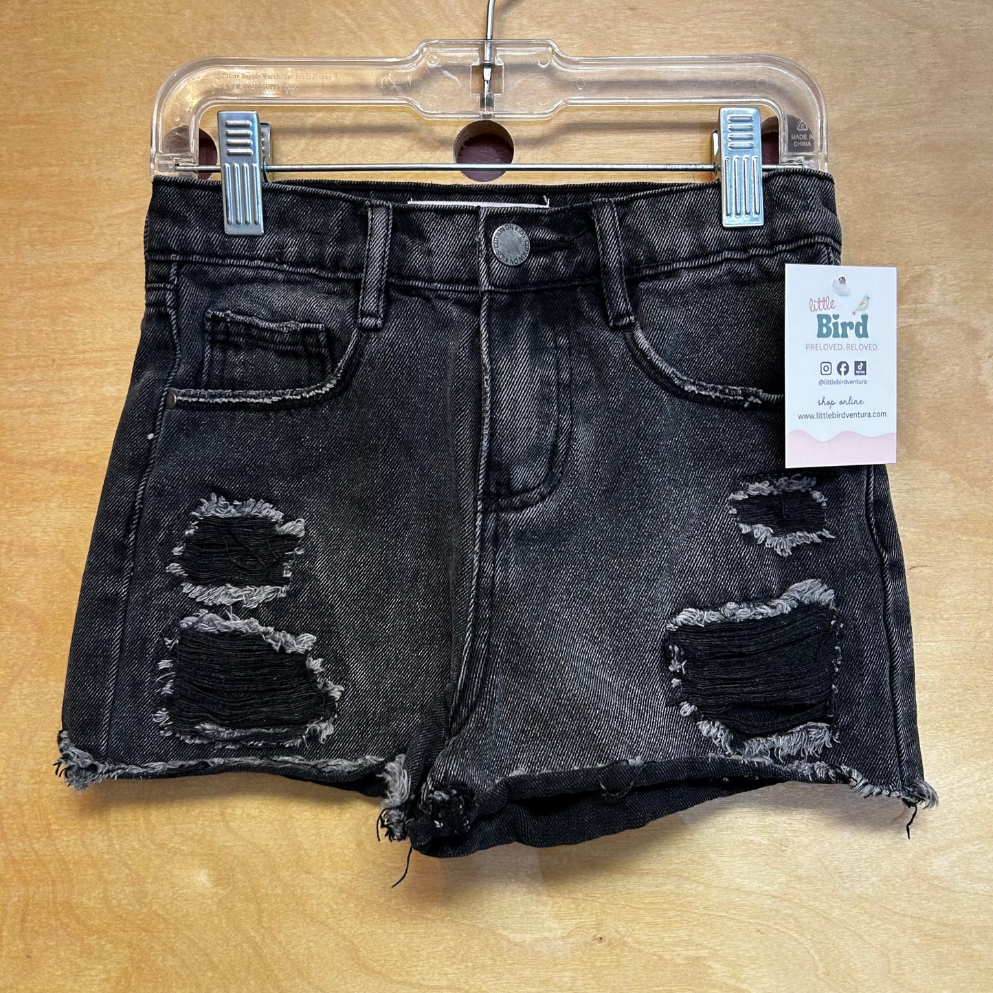 Black Distressed Denim Shorts