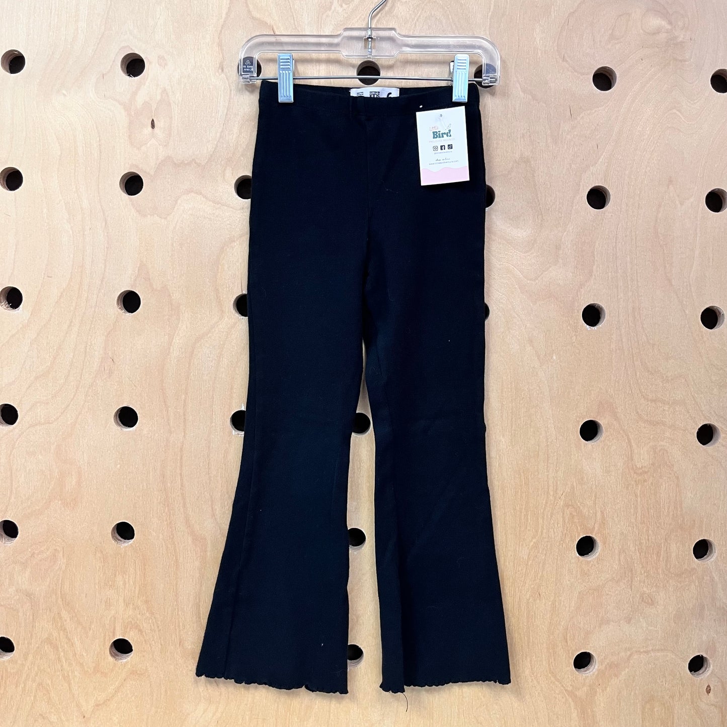 Black Ribbed Flare Leggings