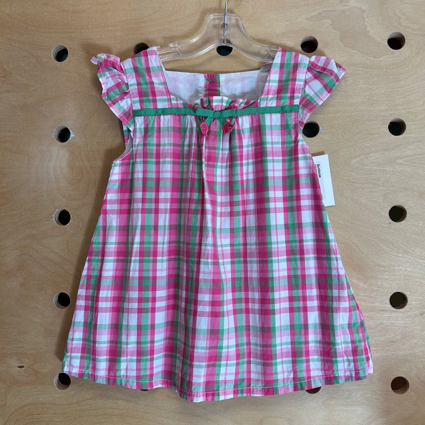 Pink Plaid Tulip Bow Cotton Tank