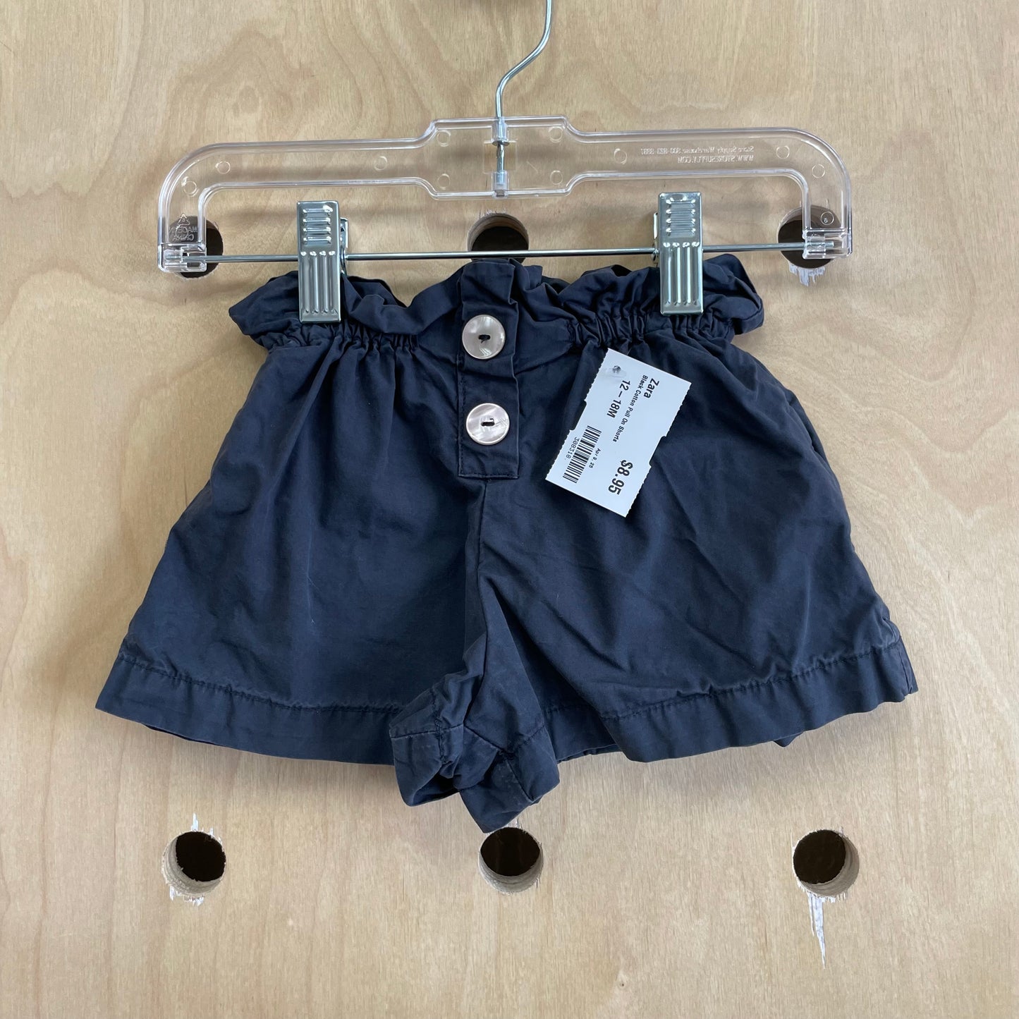 Black Cotton Pull On Shorts