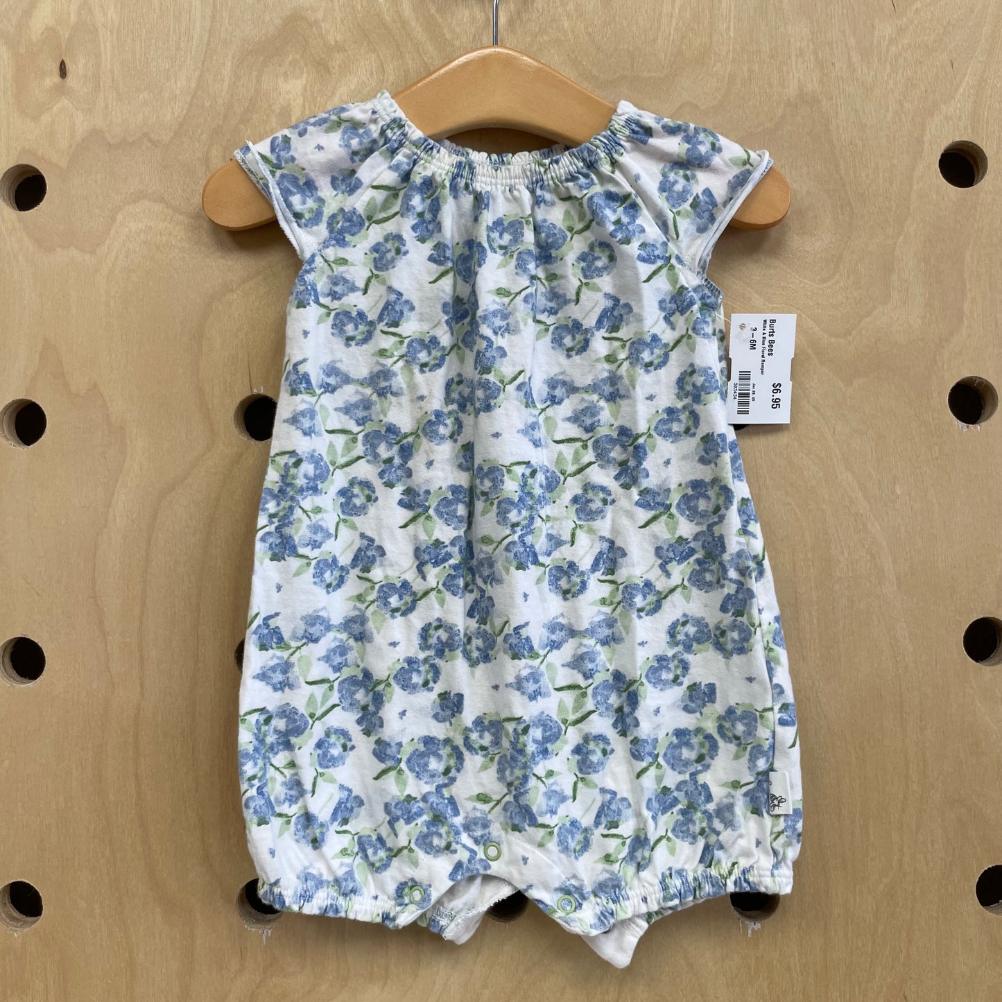 White & Blue Floral Romper