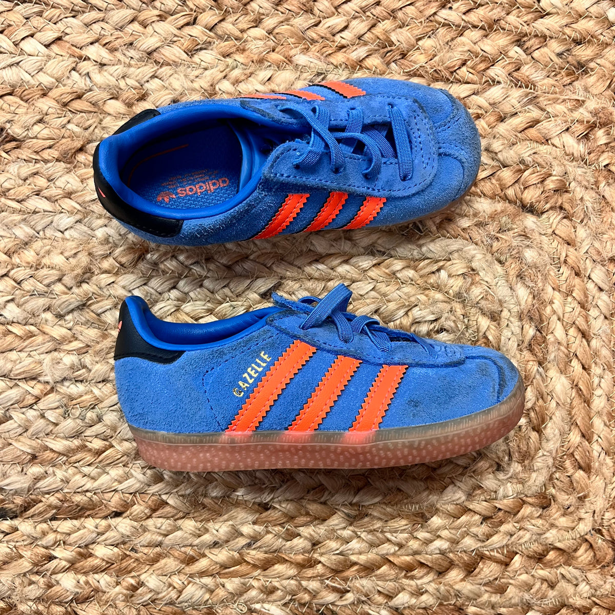 Blue & Neon Orange Gazelle Sneakers