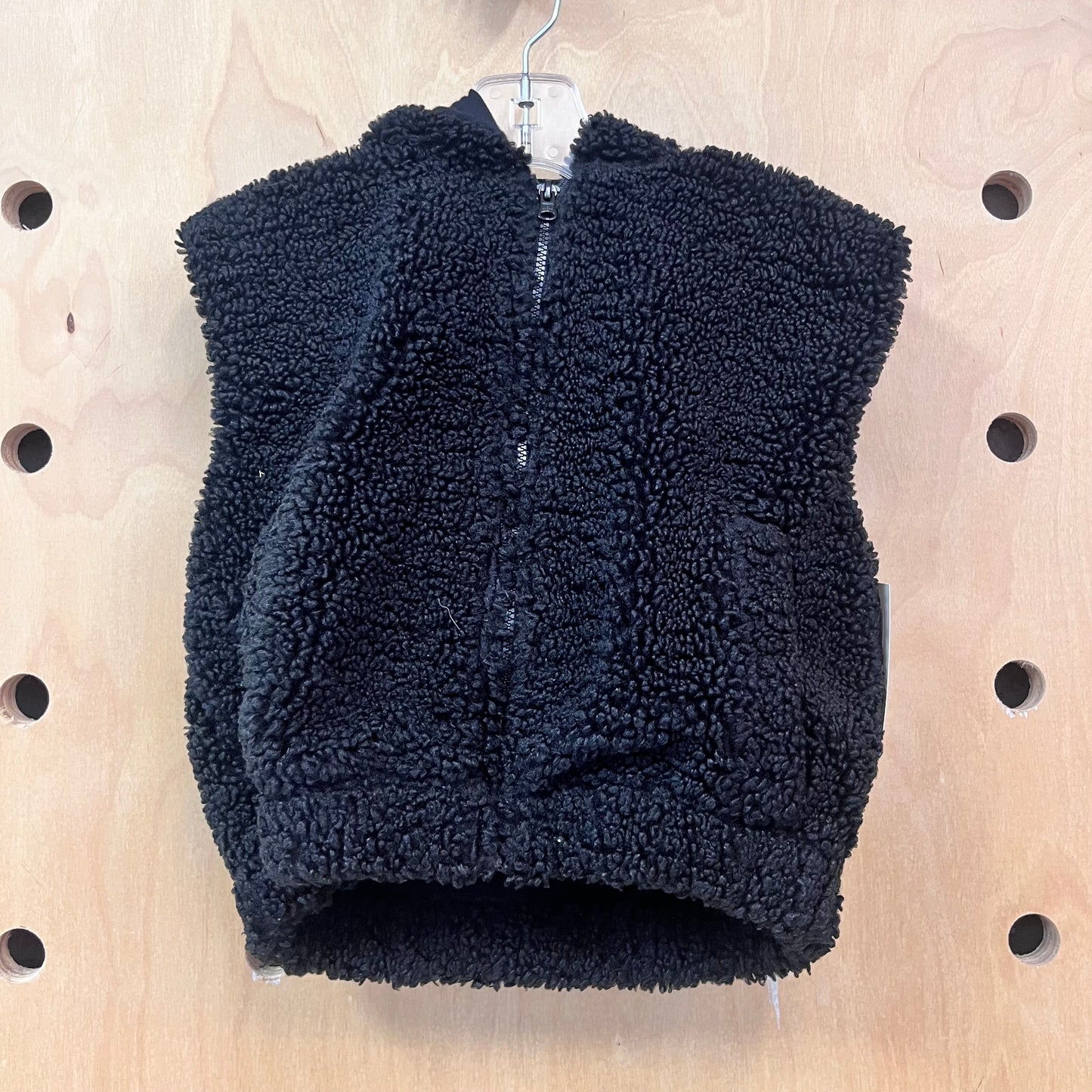 Fuzzy Black Hoodie Vest