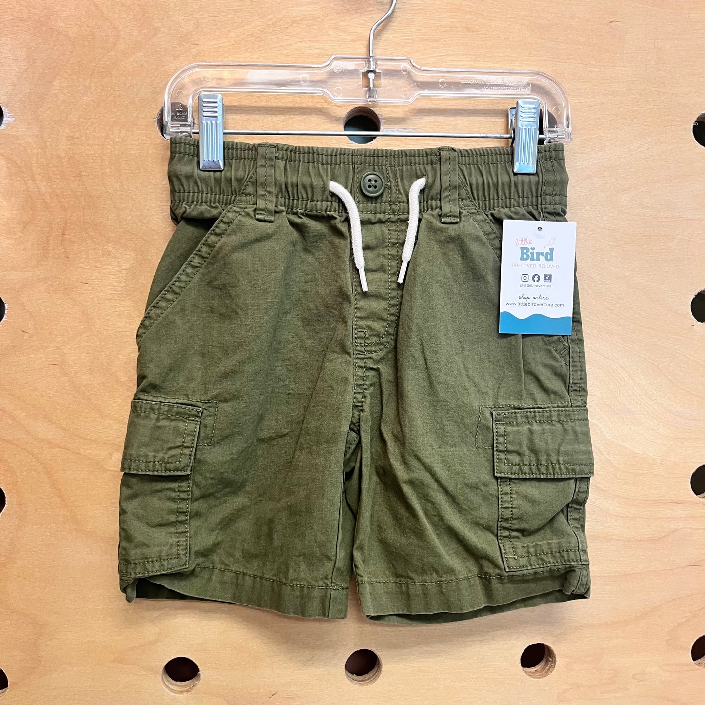 Green Drawstring Cargo Shorts