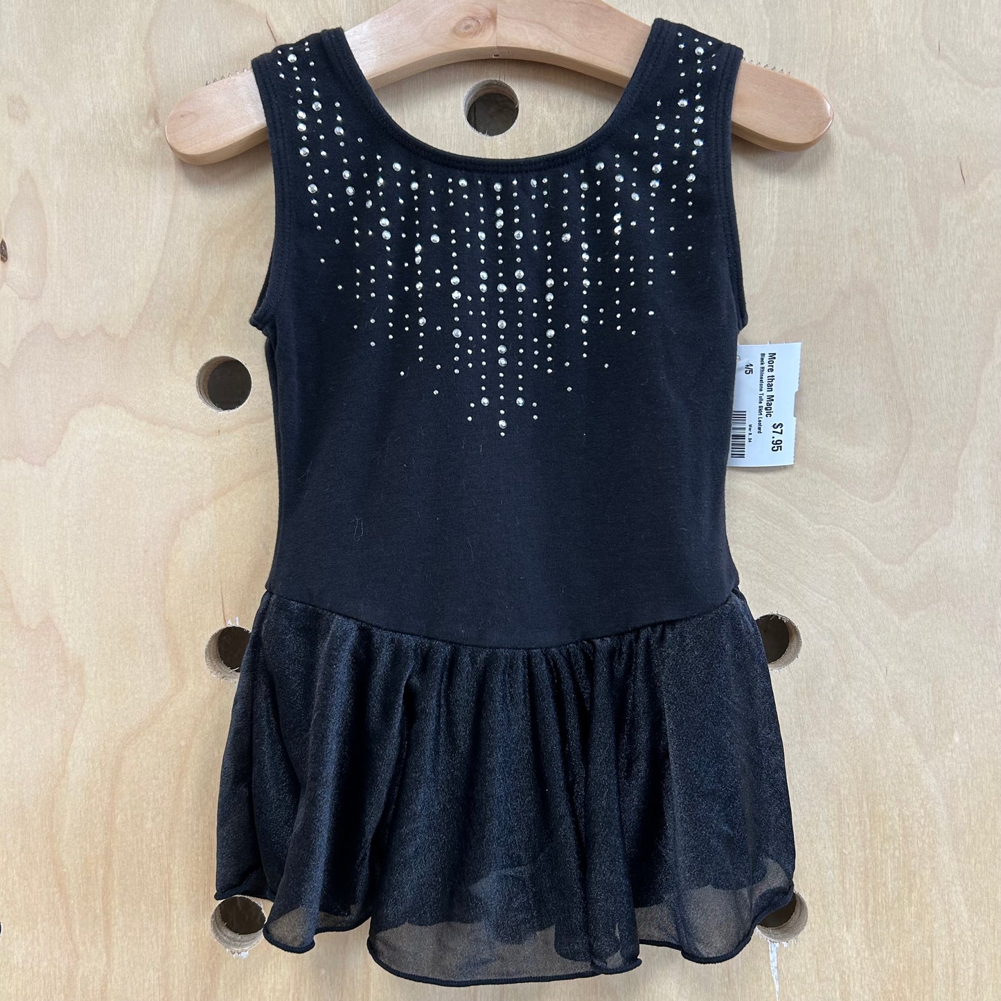 Black Rhinestone Tulle Skirt Leotard