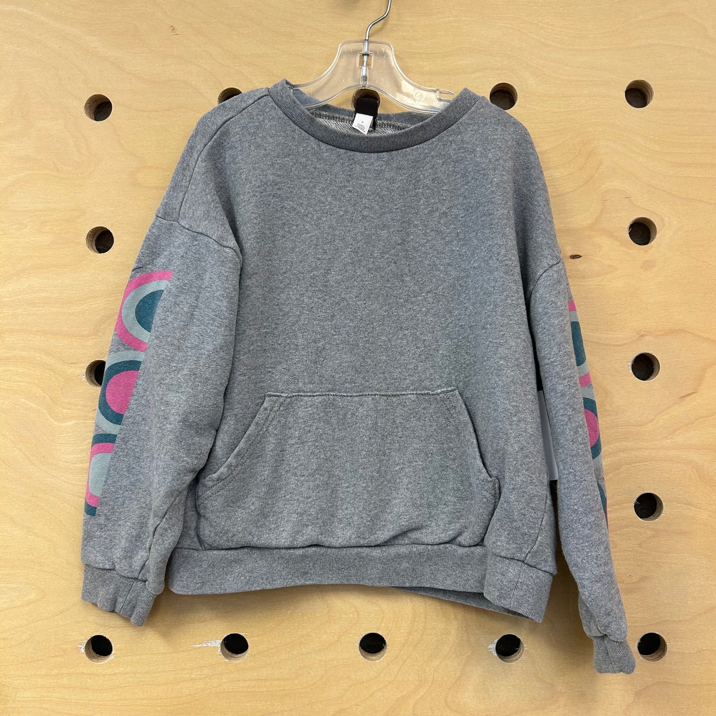 Grey Rainbow Sleeve Pocket Cotton LS