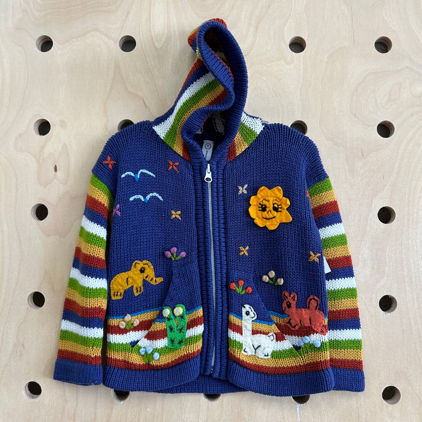 Blue Peruvian Zip Hoodie Sweater