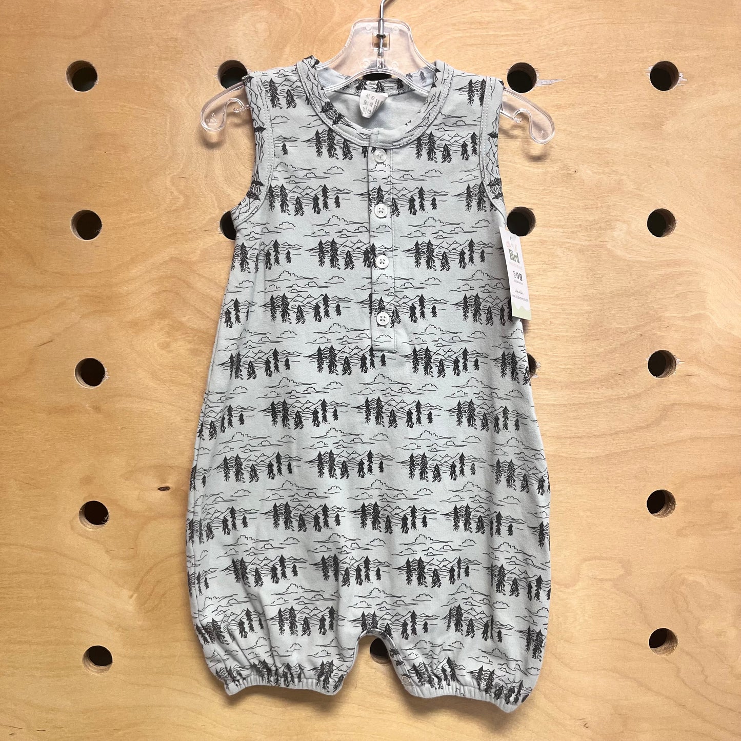 Organic Blue/Green Trees Romper