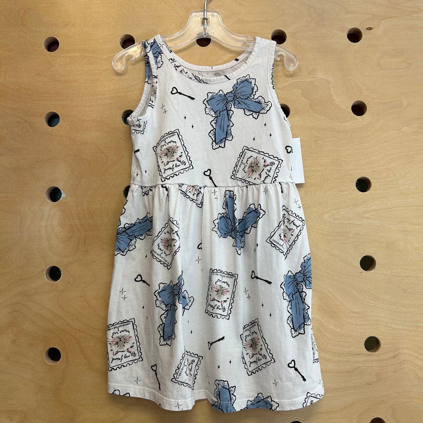 Ivory Cat Stamps & Bows Dress