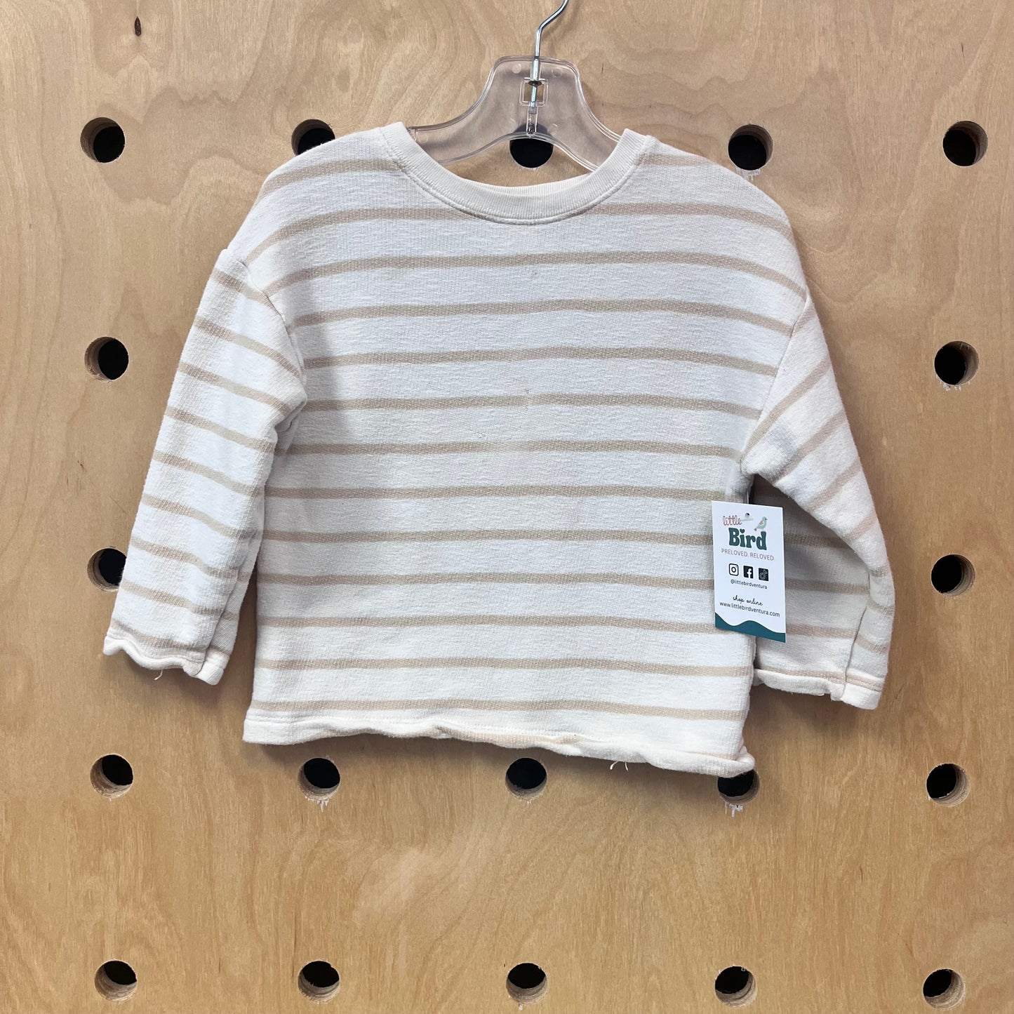 Cream Striped French Terry Top