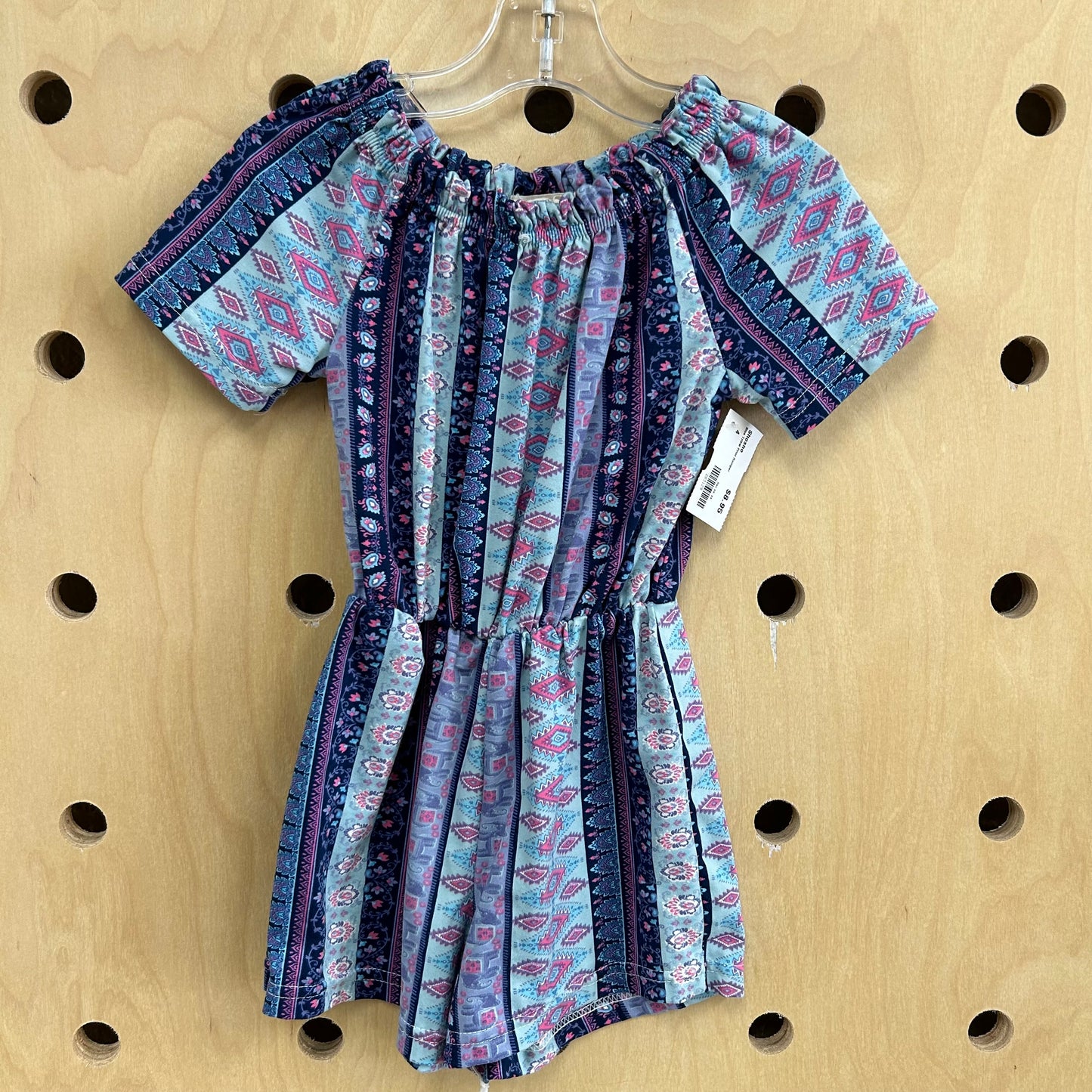 Blue Tribal Print Romper