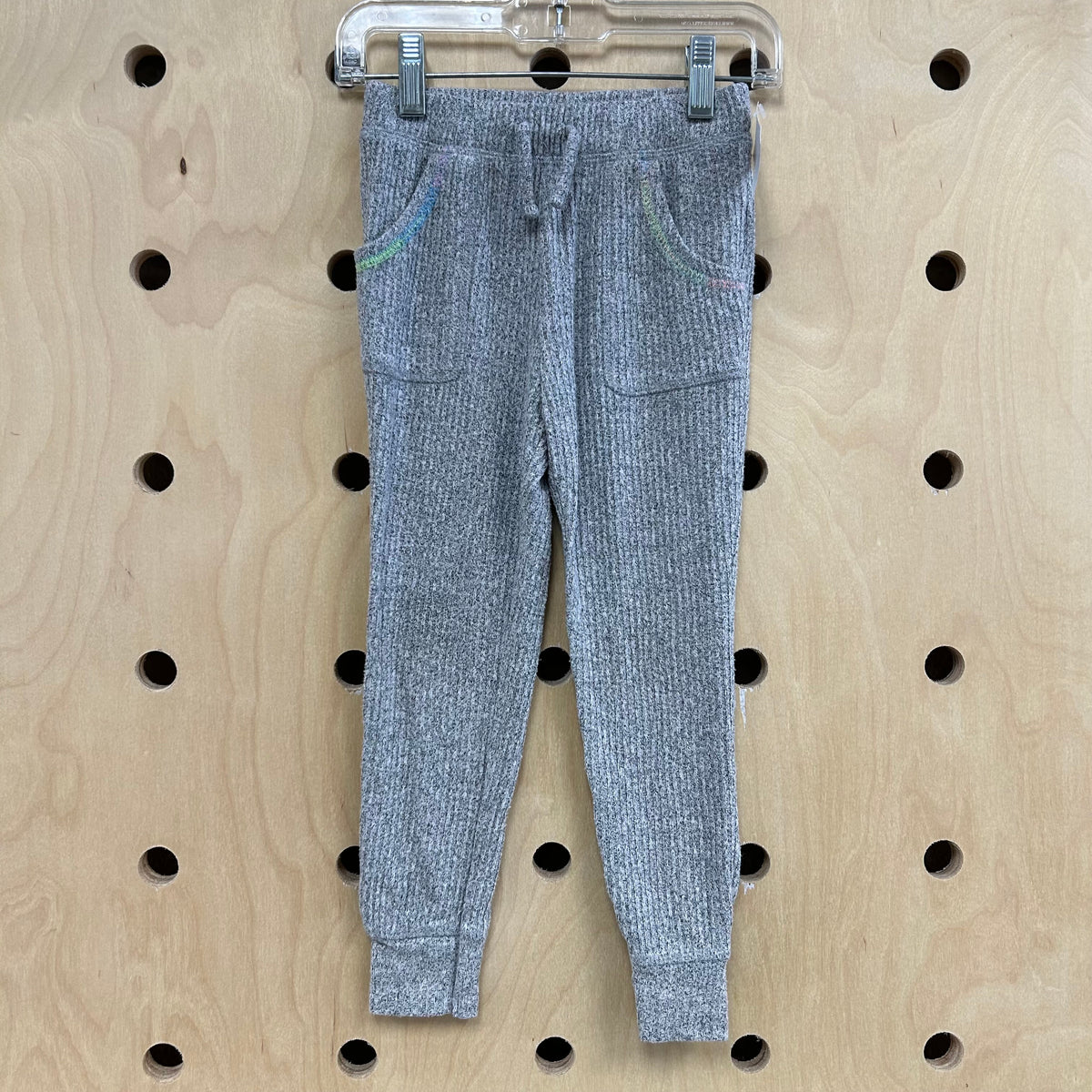 Grey Ribbed Knit Joggers