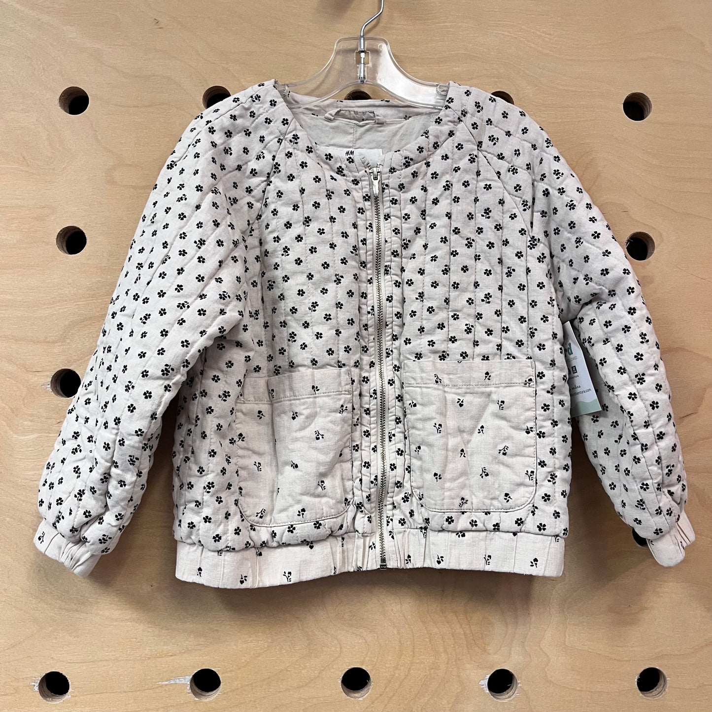 White/Black Floral Gauze Zip Up