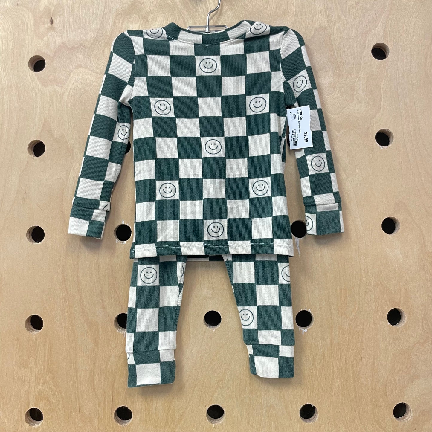 Green Checker Smileys Pajamas