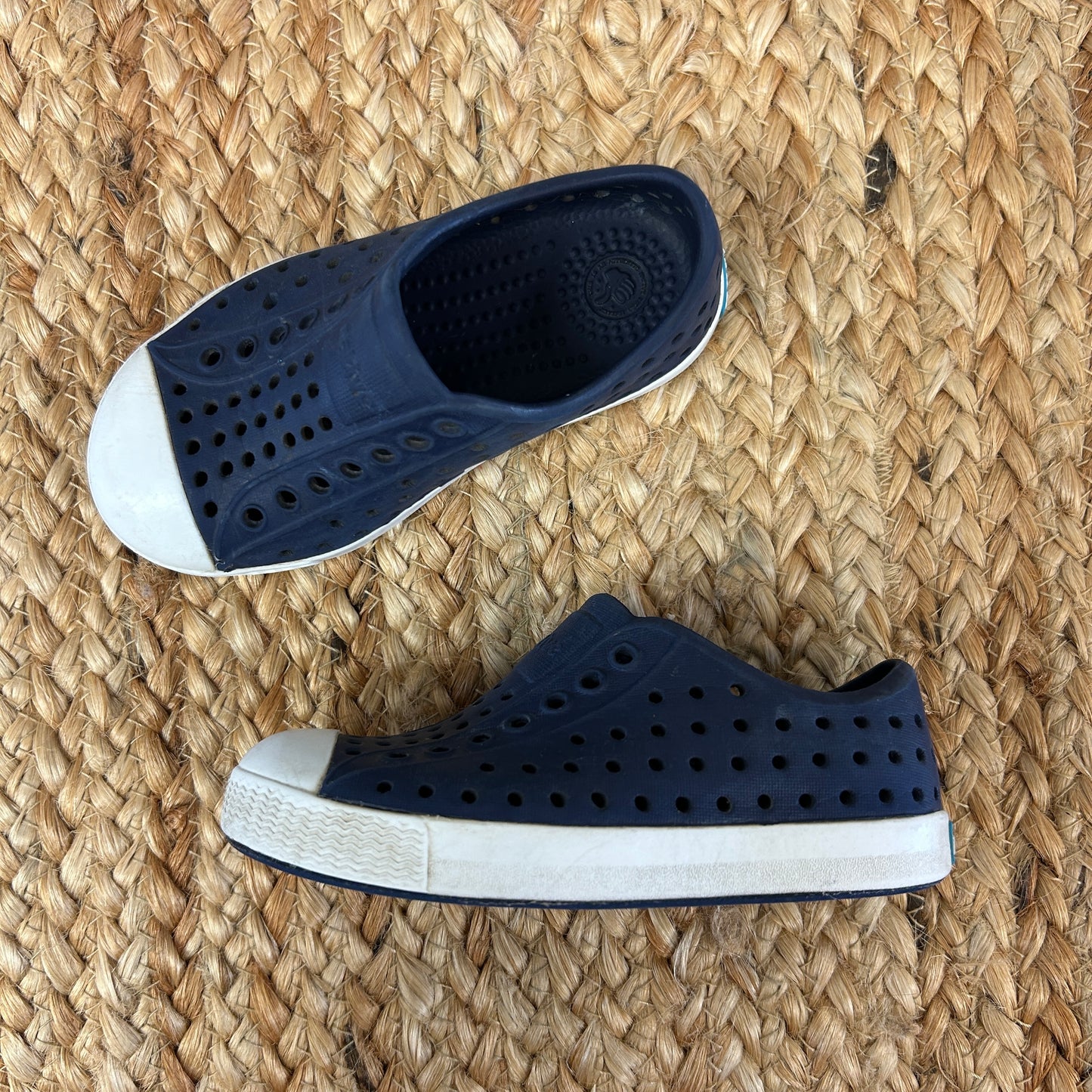 Navy Perforated Slip-Ons
