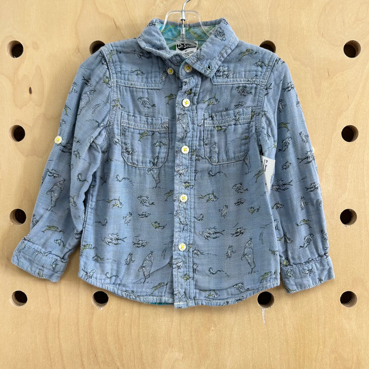 Sea Creatures Plaid-Lined Button Up