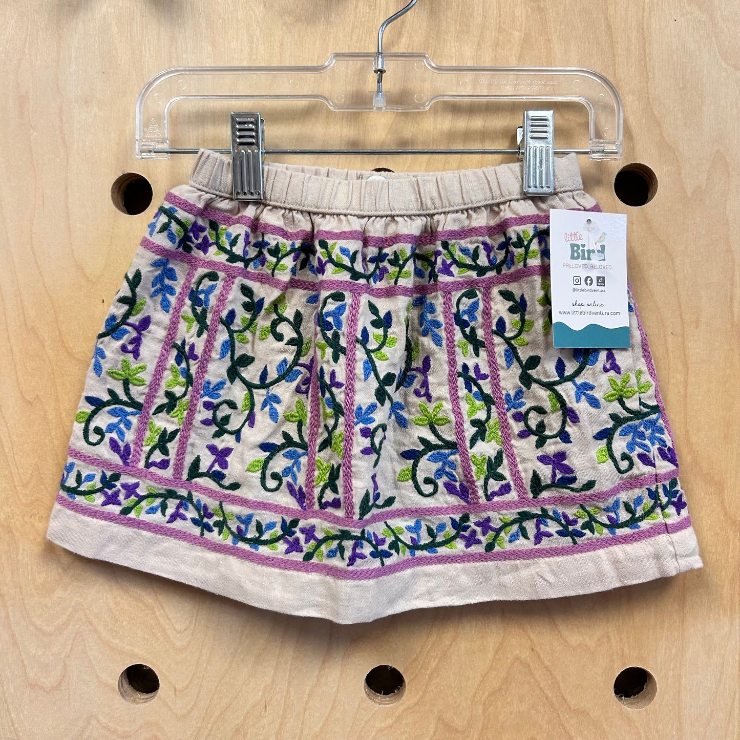 Tan/Purple Embroidered Floral Skirt