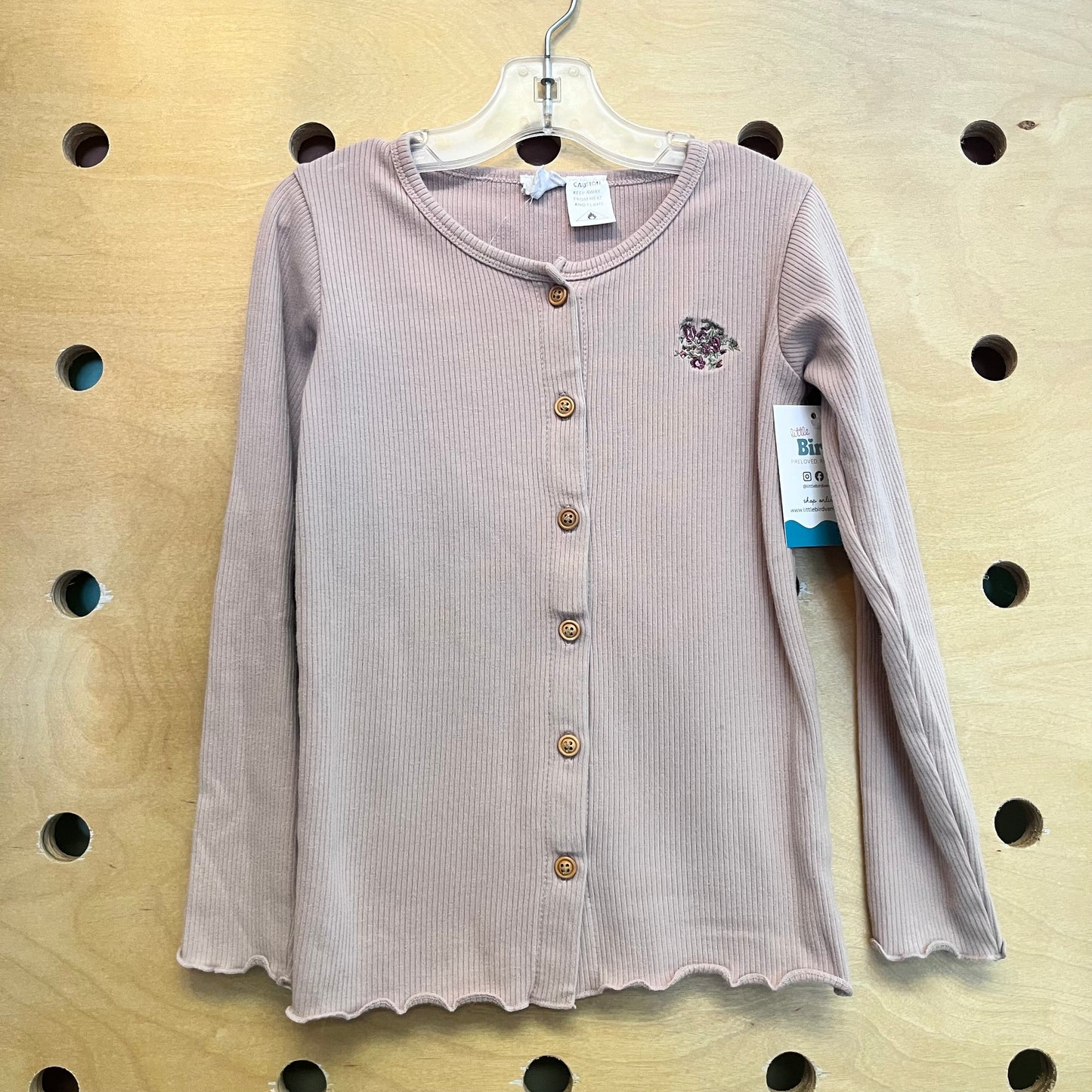 Beige Button Ribbed Top