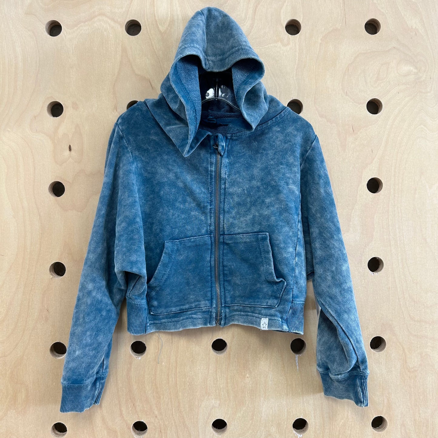 Teal Tie Dye Cropped Zip Hoodie