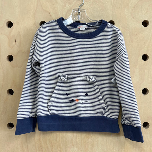 Blue Striped Animal Face Pullover