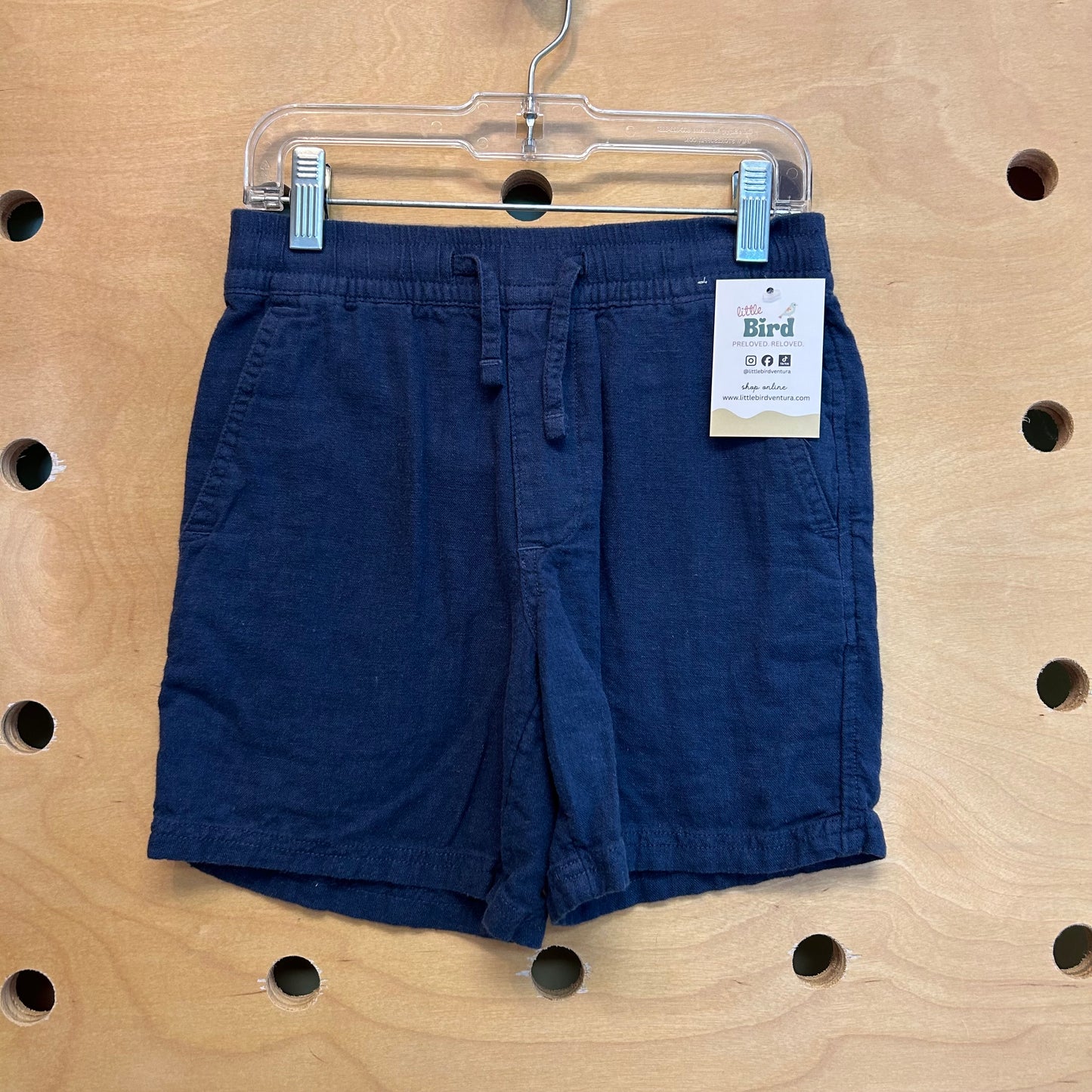 Blue Linen Blend Shorts