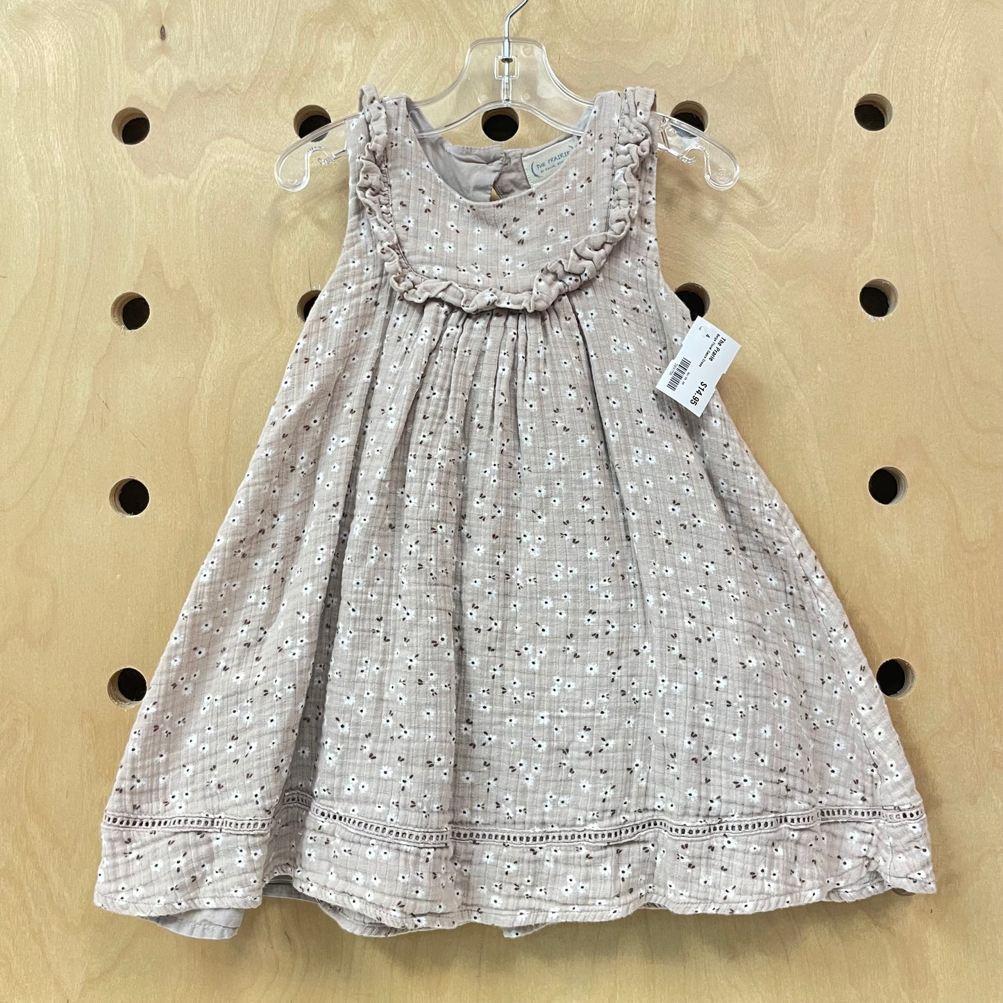 Beige Floral Gauze Dress