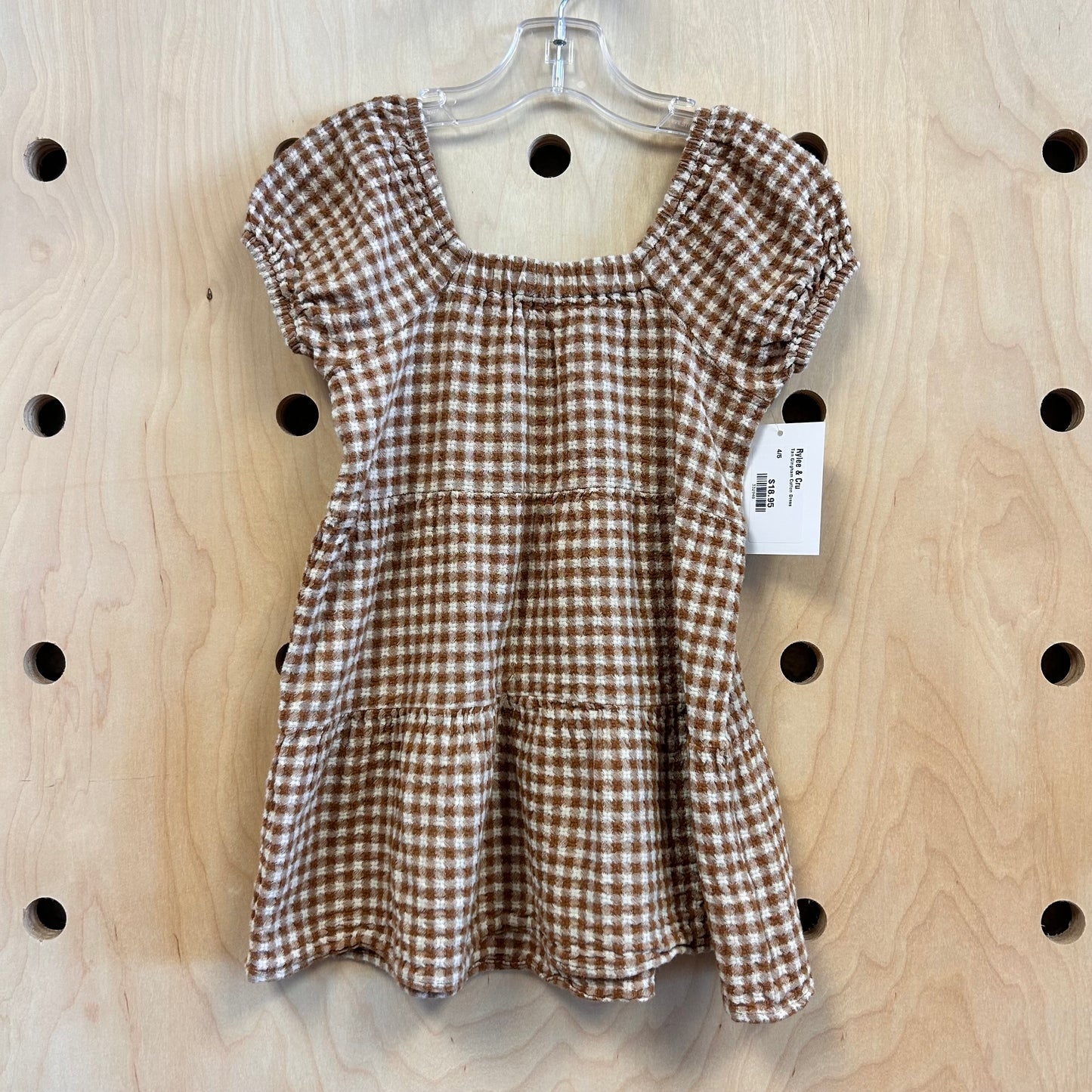 Tan Gingham Cotton Dress