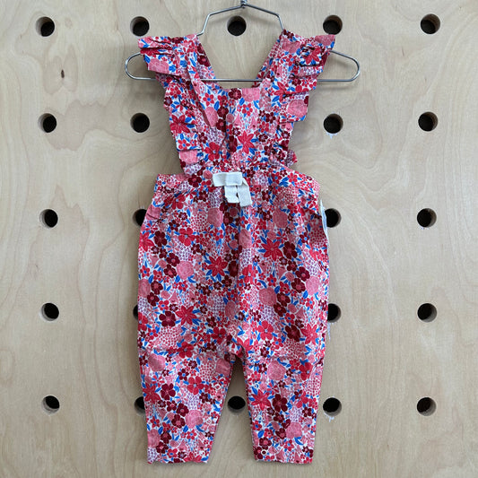 Red Floral Pinafore Romper