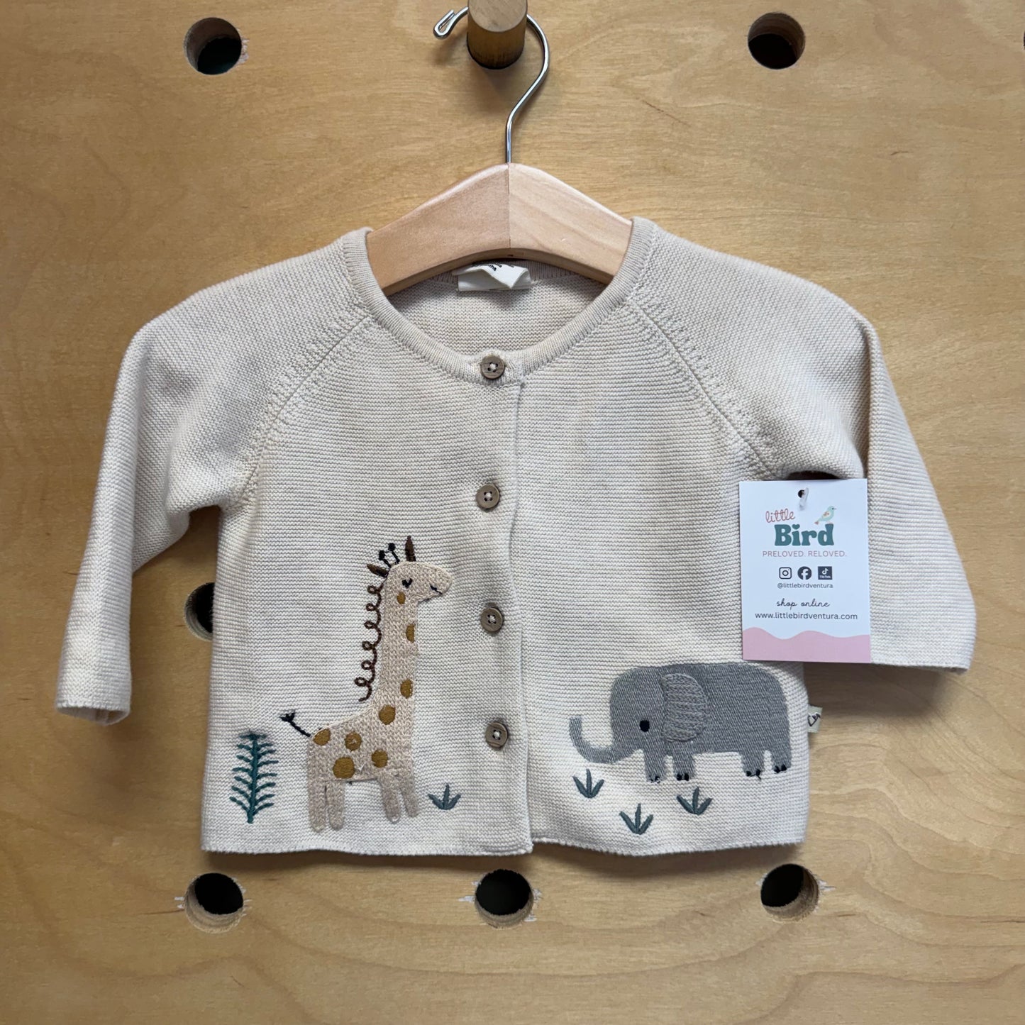 Organic Cream Safari Animals Cardigan